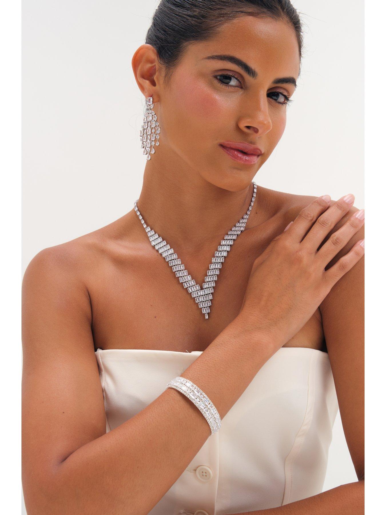 Image 6 of 6 of Jon Richard Rhodium Plated And Crystal Multi Stone Cuff
