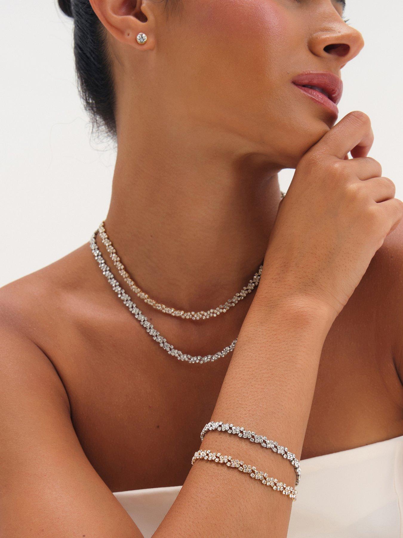 Jon Richard Rhodium Plated Crystal Fine Multi Stone Bracelet