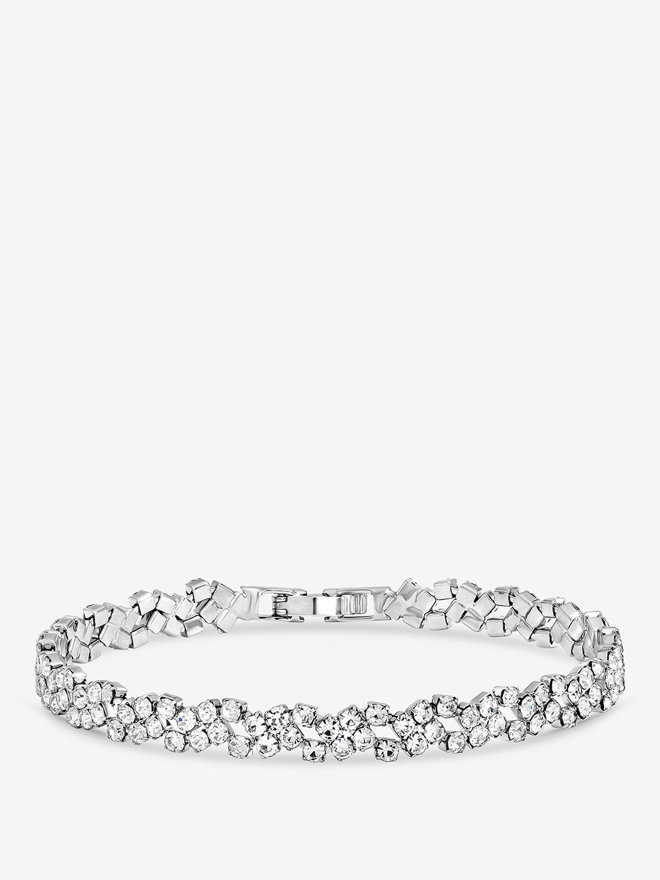 Jon Richard Jon Richard Rhodium Plated Crystal Fine Multi Stone Bracelet