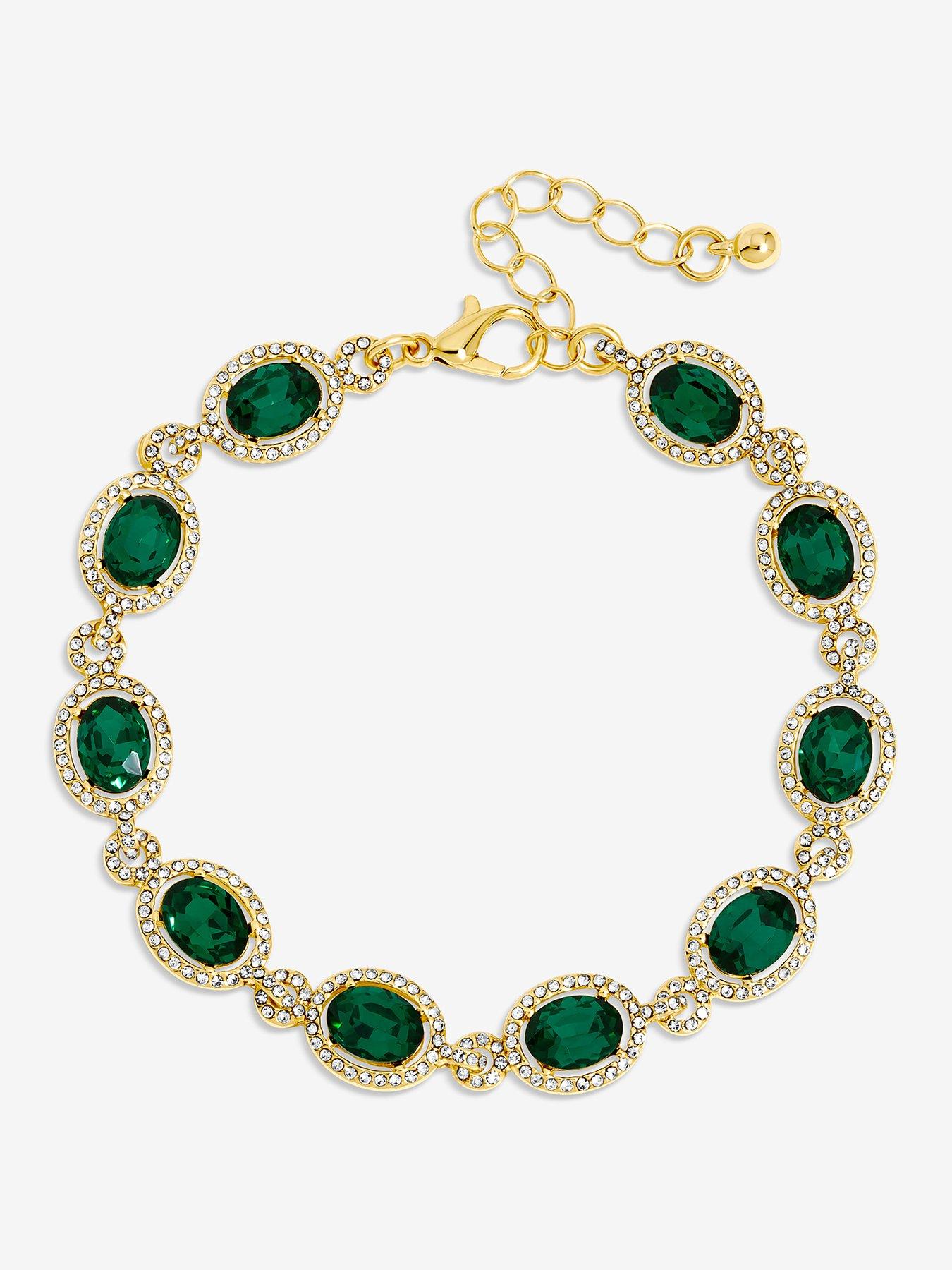 Image 1 of 1 of Jon Richard GOLD PLATE EMERALD HALO BRACELET