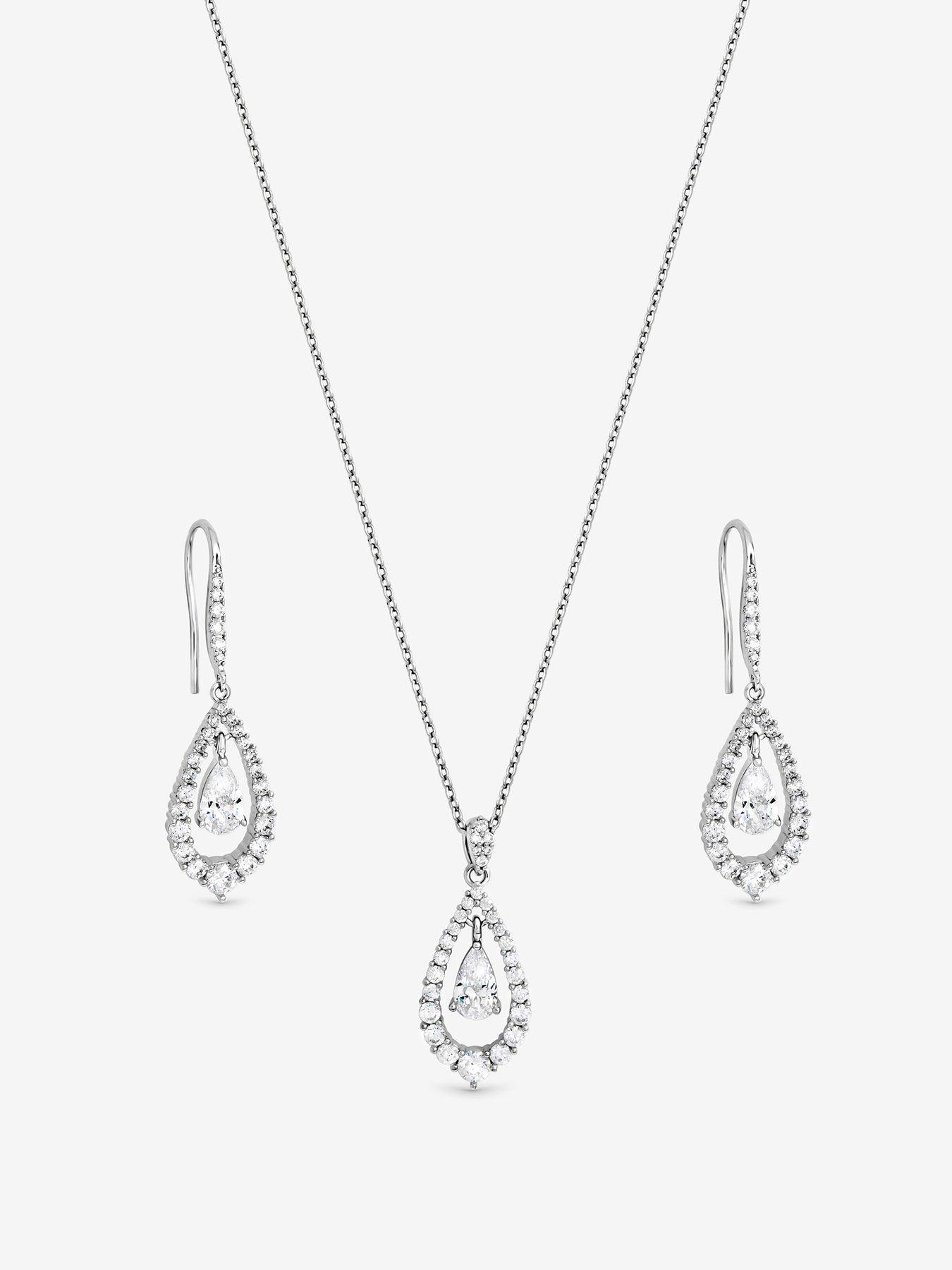 Image 2 of 4 of Jon Richard Rhodium Plated And Crystal Pear Drop Box Set