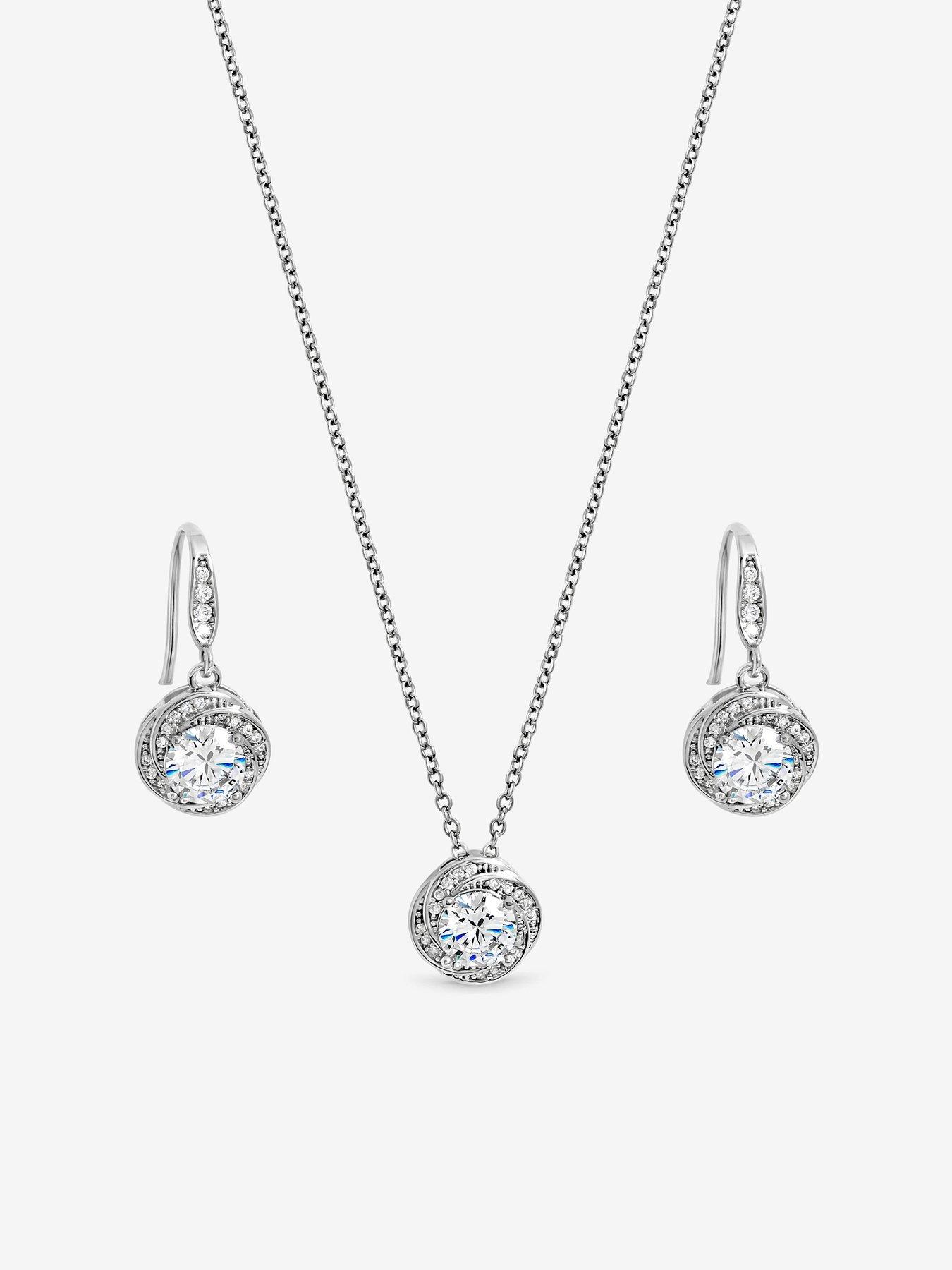 Image 2 of 2 of Jon Richard Rhodium Plated And Crystal Knot Drop Box Set