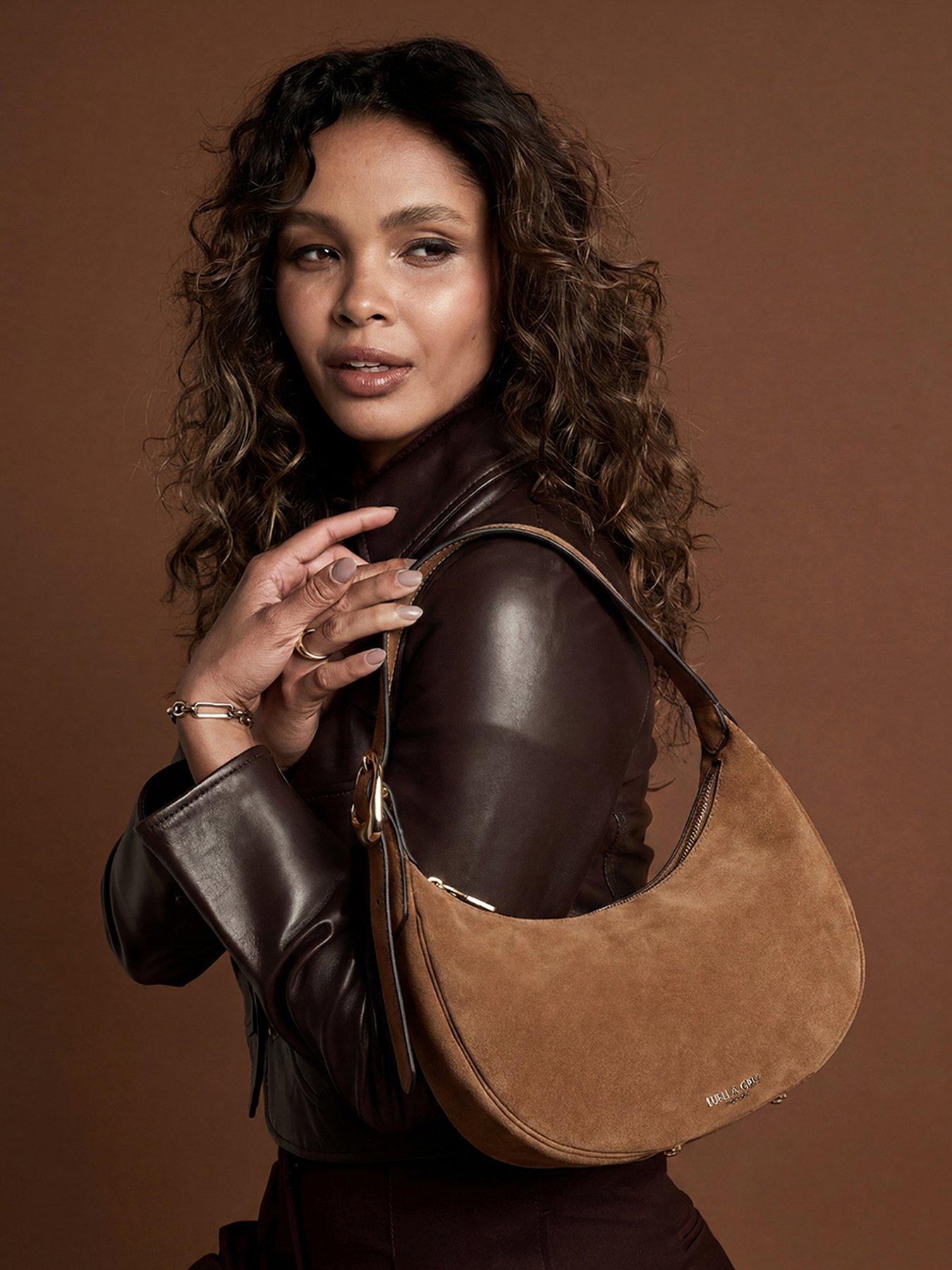 Luella Grey Blythe Scoop Shoulder Bag In Tan Suede