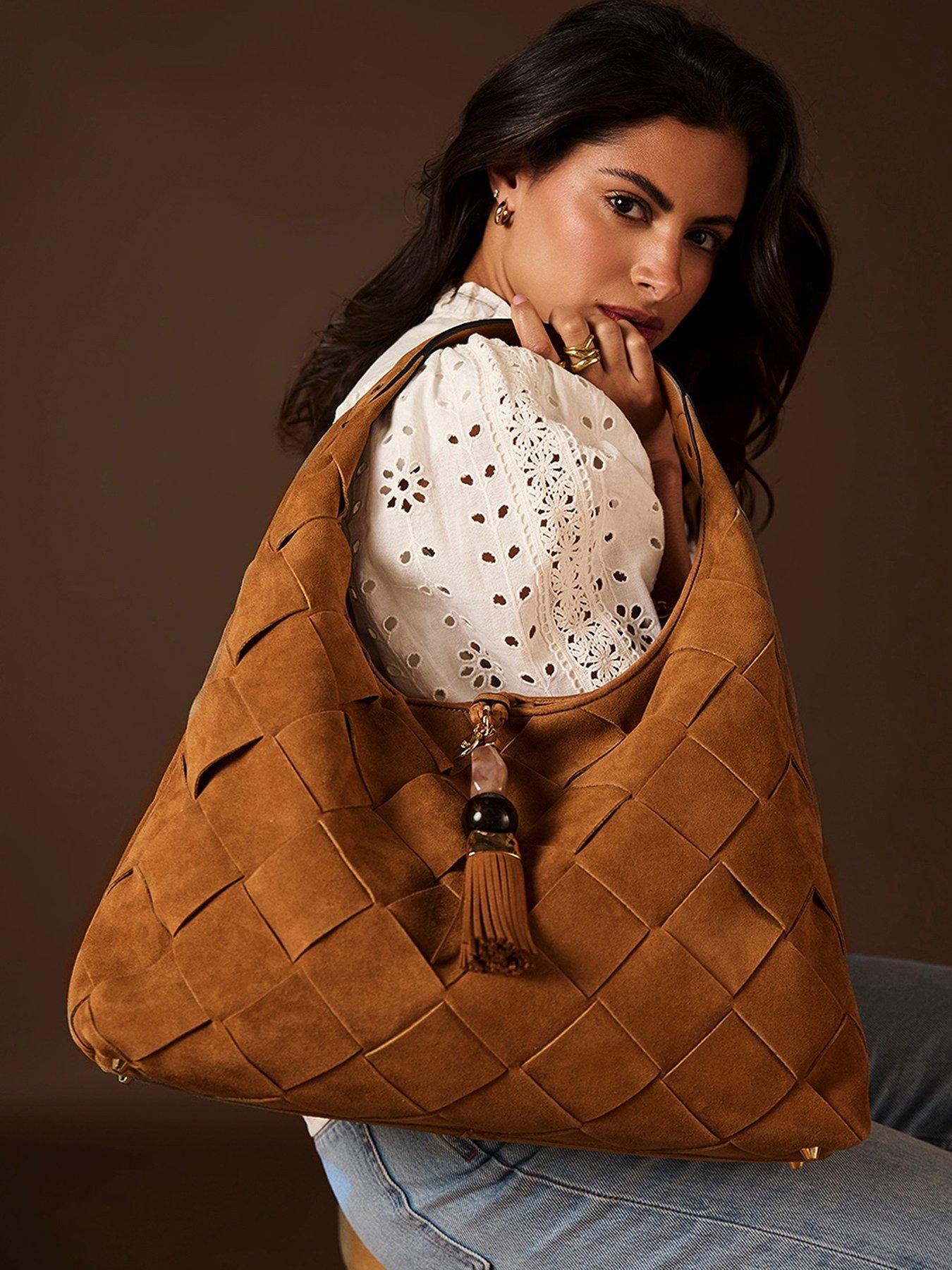 Luella Grey Pandora Weave Slouch Hobo In Tan Suede Weave