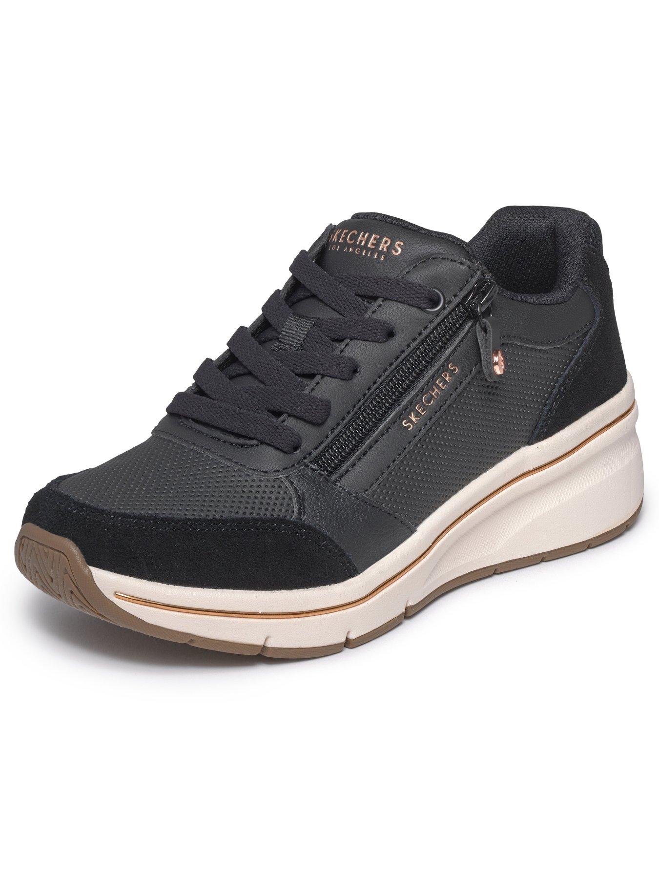 Image 5 of 6 of Skechers Billion Flex Luxe Up Quarter Zip Duraleather And Suede Lace Up Fashion Sneaker - Black
