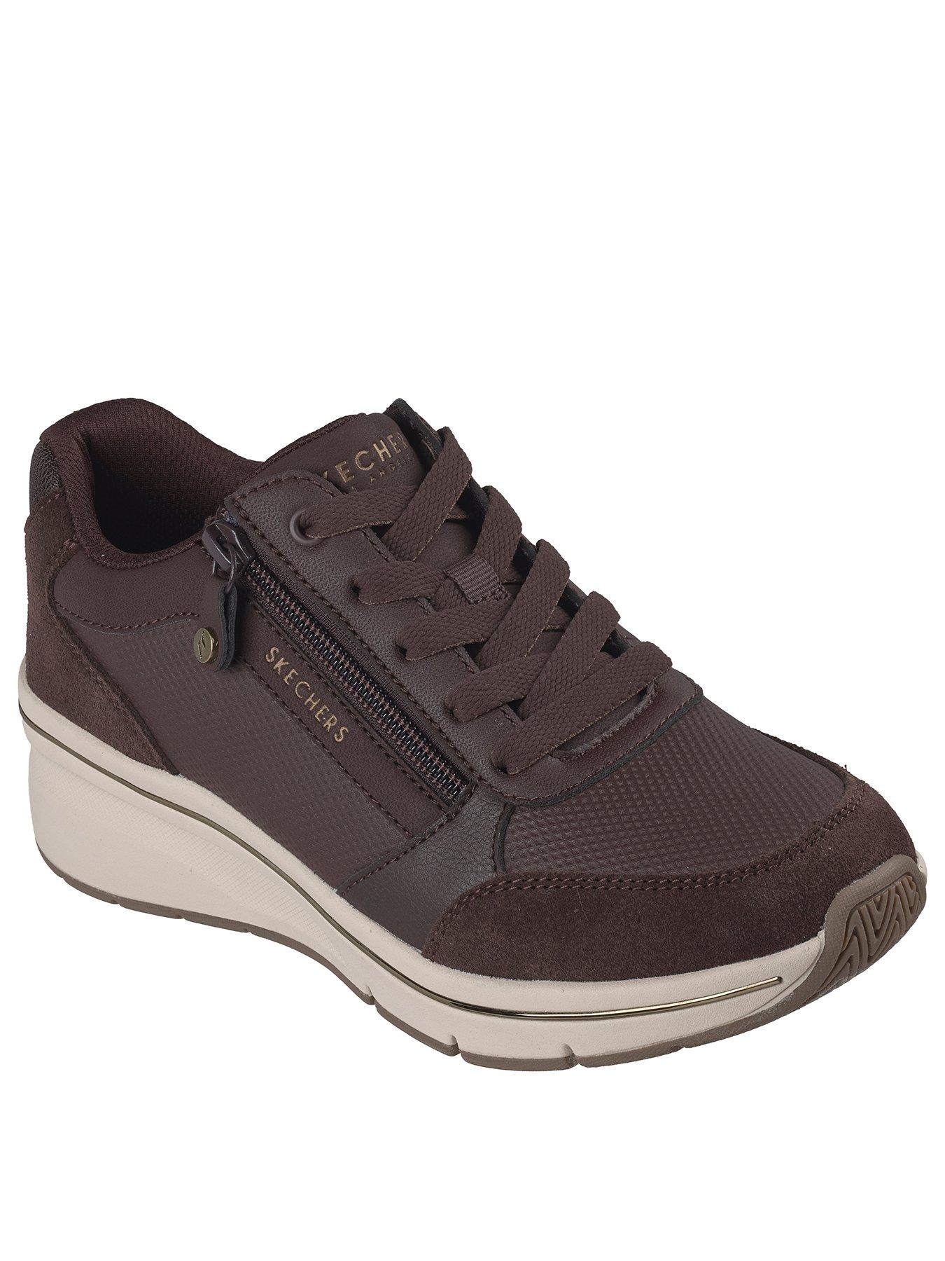 Image 2 of 6 of Skechers Billion Flex Luxe Up Quarter Zip Duraleather And Suede Lace Up Fashion Sneaker - Chocolate
