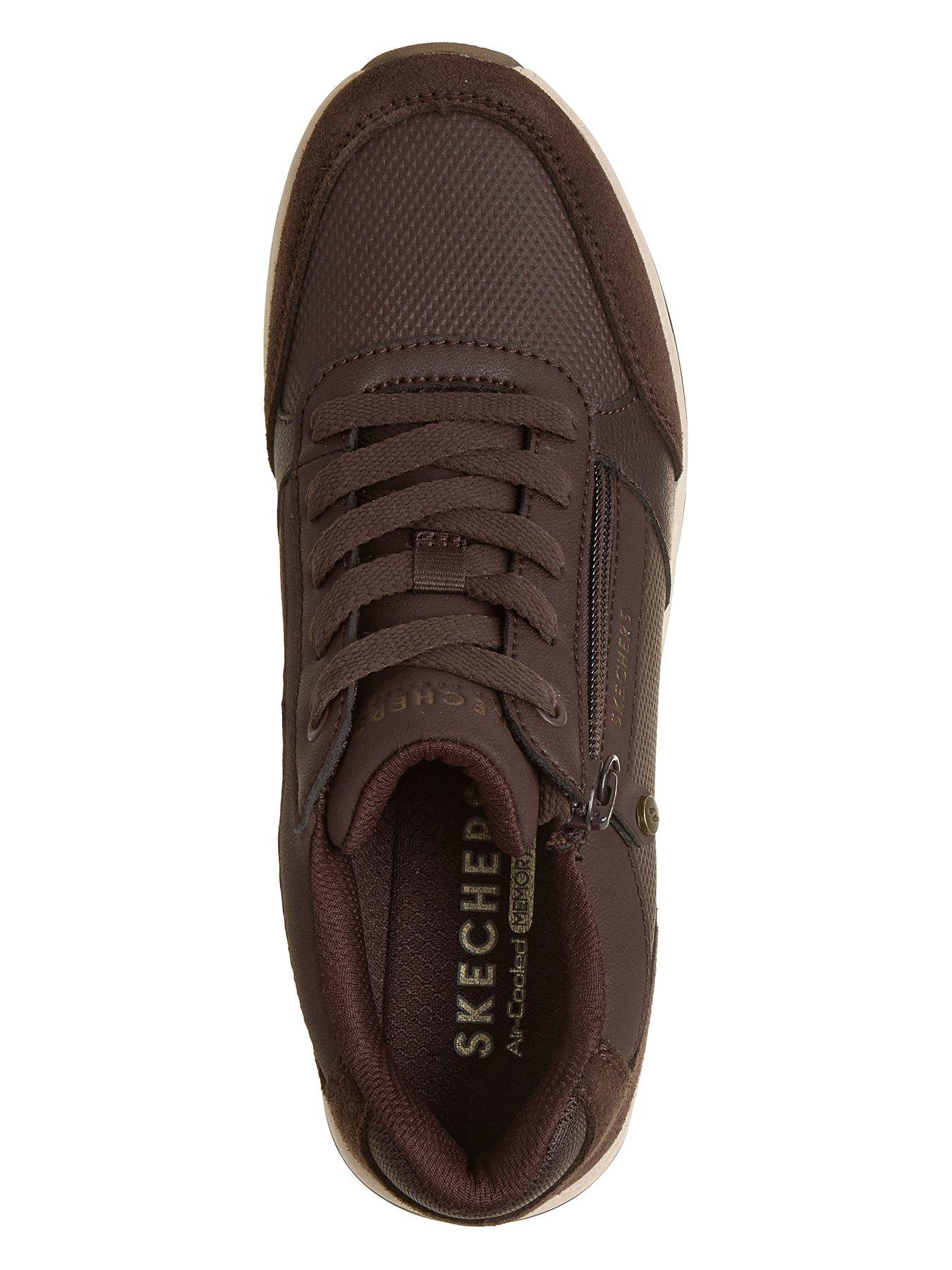 Image 3 of 6 of Skechers Billion Flex Luxe Up Quarter Zip Duraleather And Suede Lace Up Fashion Sneaker - Chocolate