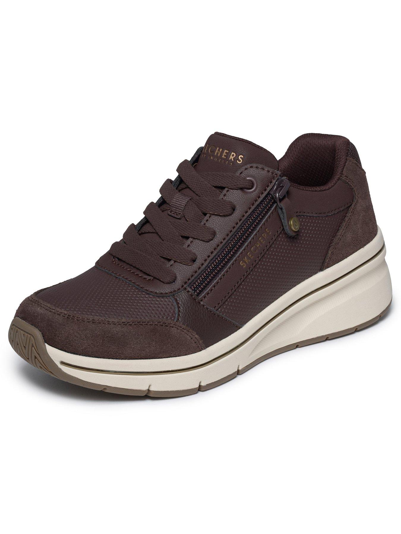 Image 5 of 6 of Skechers Billion Flex Luxe Up Quarter Zip Duraleather And Suede Lace Up Fashion Sneaker - Chocolate
