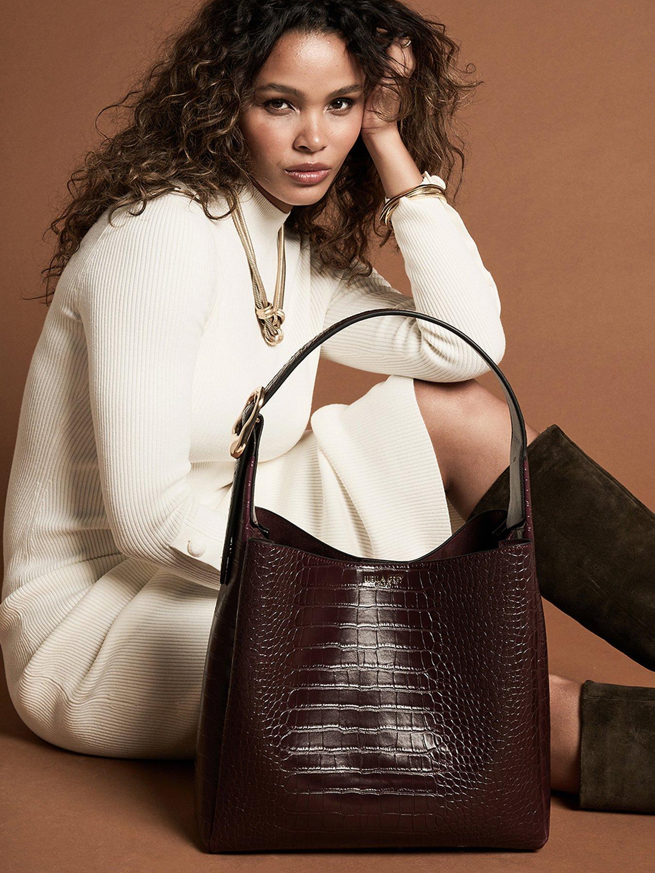 Luella Grey Ariadne Hobo In Black Cherry Croc