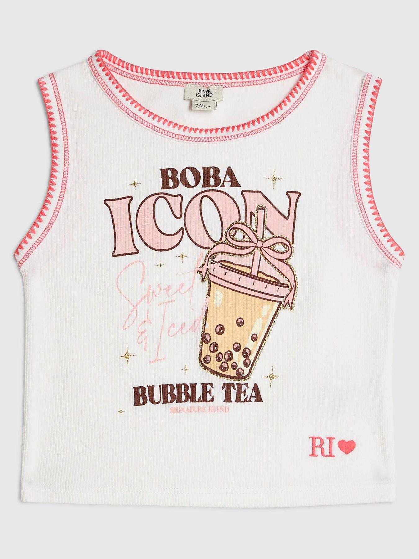 River Island Girls Boba Icon Whipstitch Tank Top - White