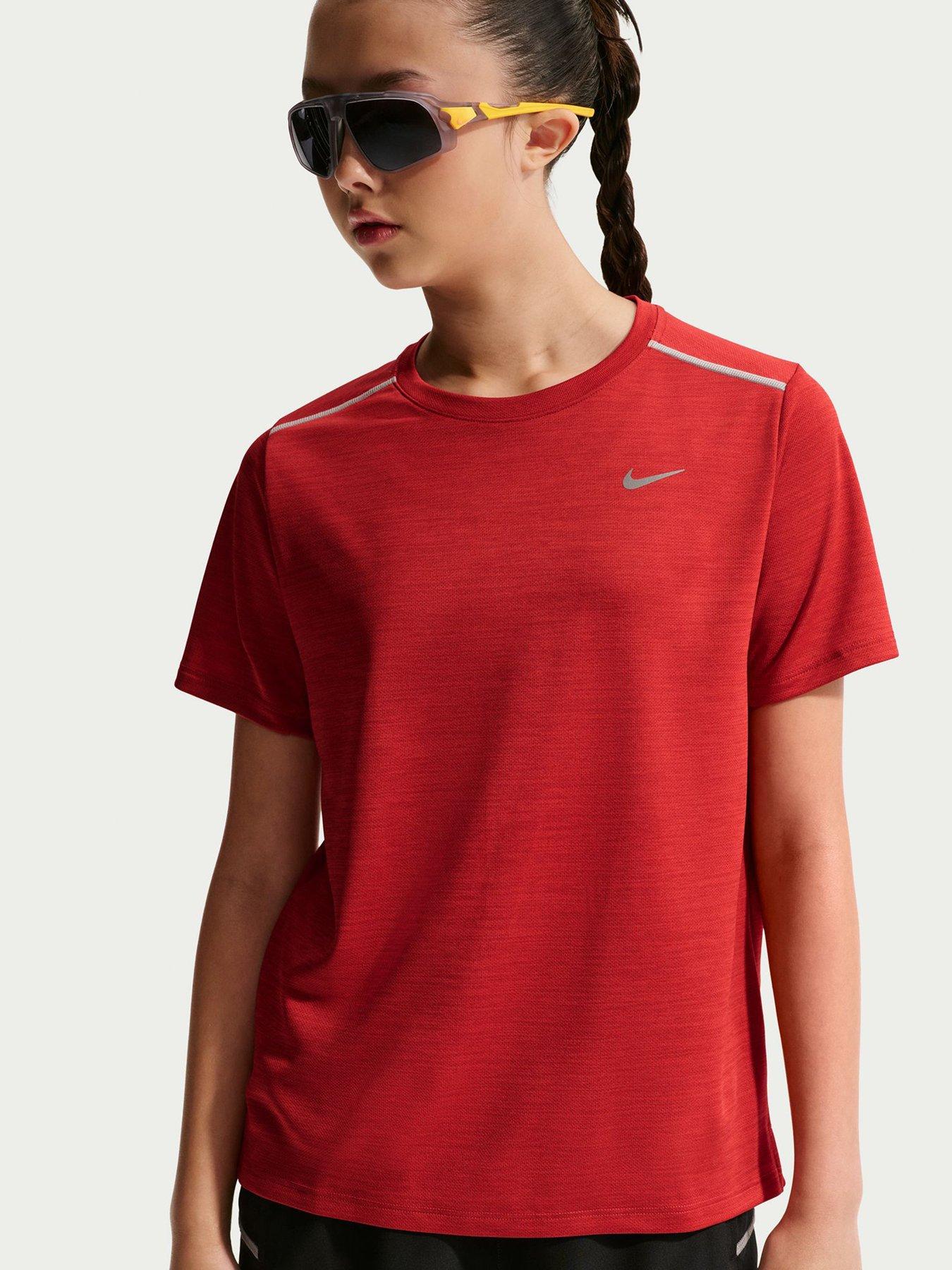 Nike Junior Boys Miler Dri-fit Short-sleeve T-shirt - Red