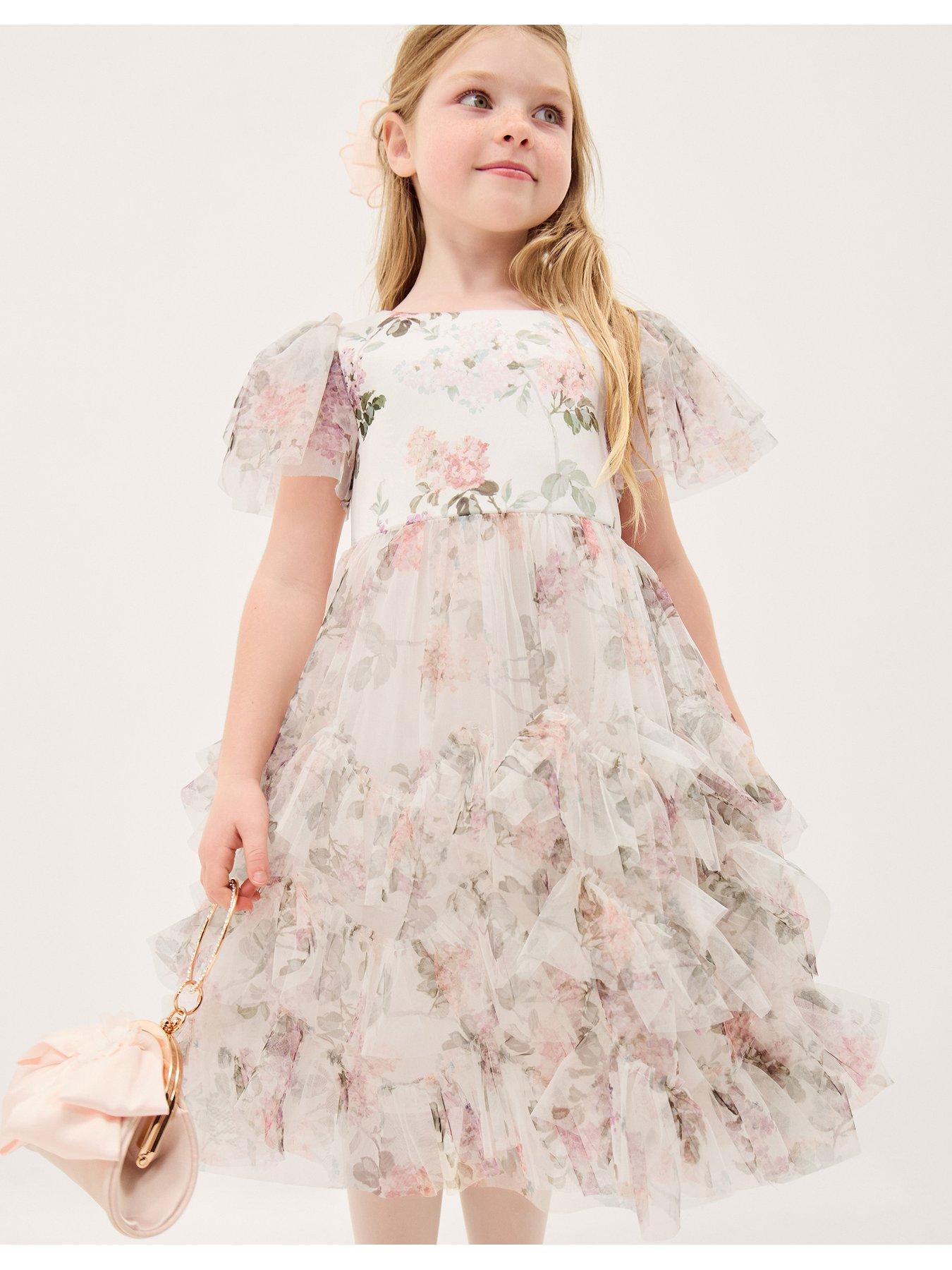 Monsoon Girls Scuba Roma Ruffl Skirt Dress - Multi