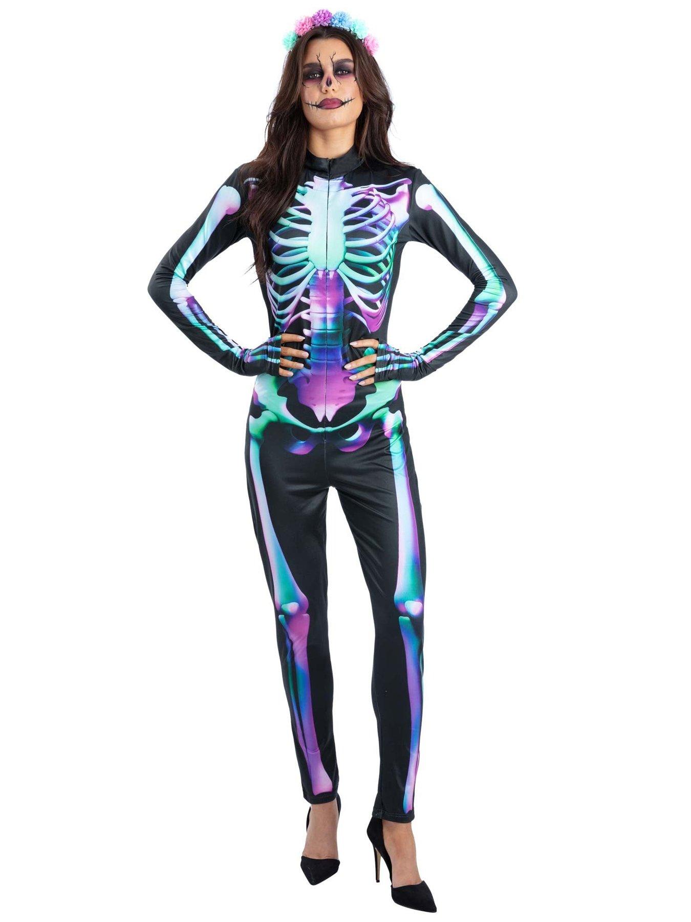 Ladies Bright Bones Skeleton Costume