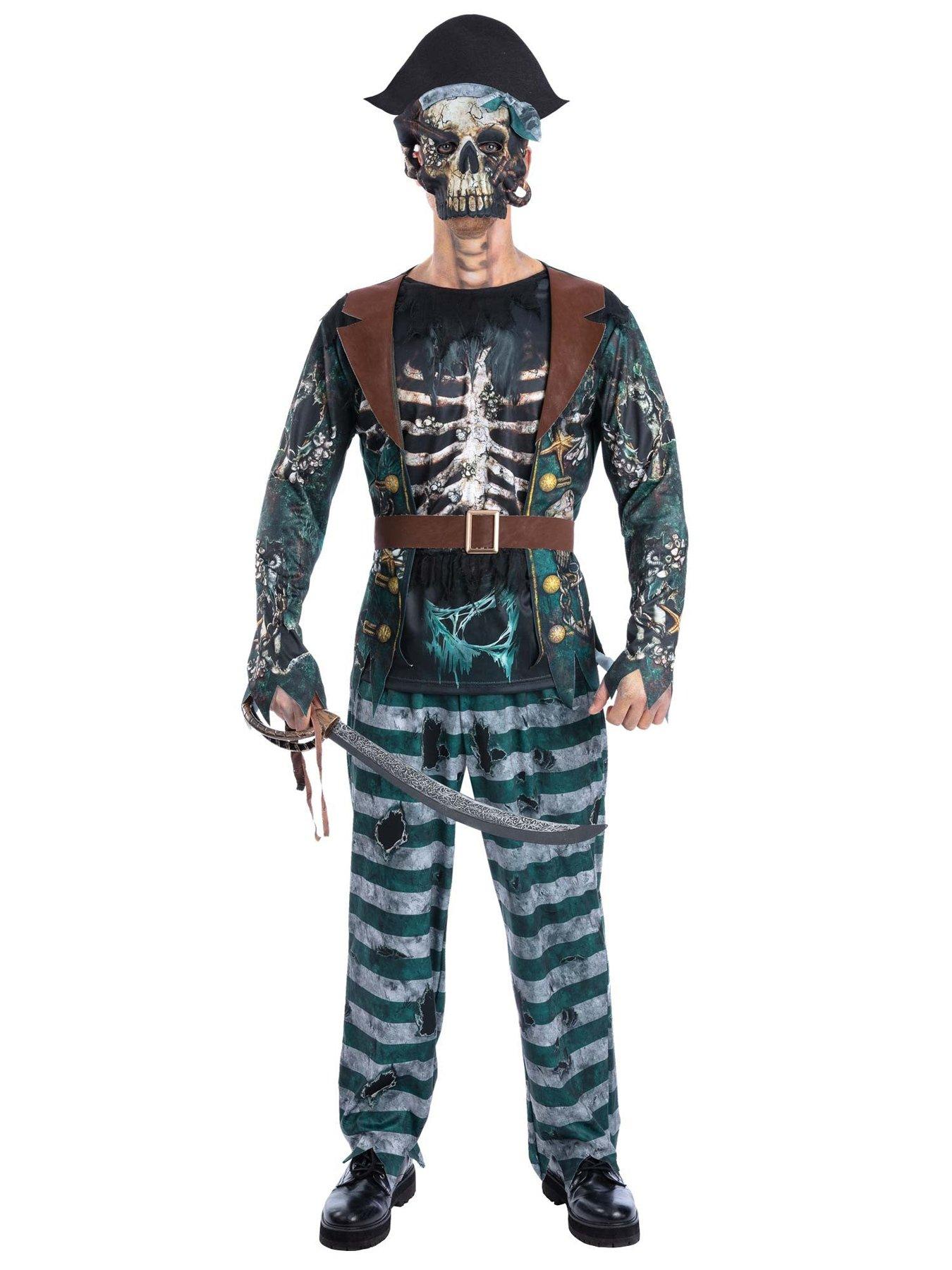 Mens Skeleton Pirate Captain Costume