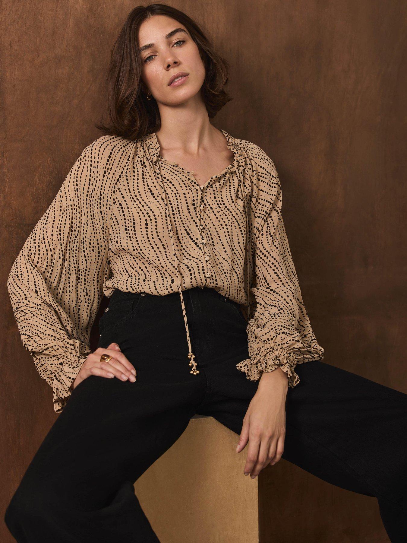 Mint Velvet Spot Print Blouse - Cream