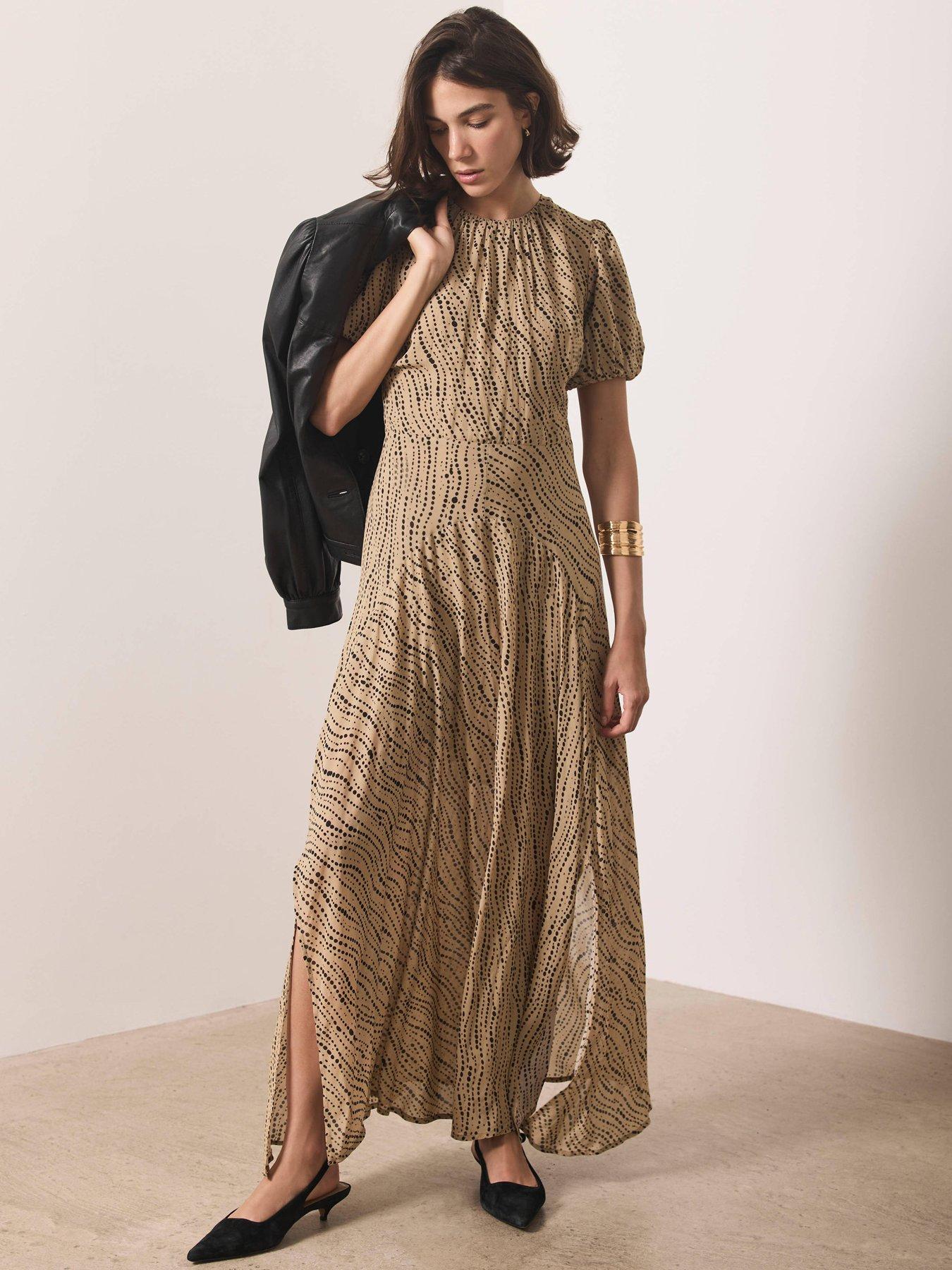 Mint Velvet Spot Print Puff Sleeve Maxi Dress - Cream