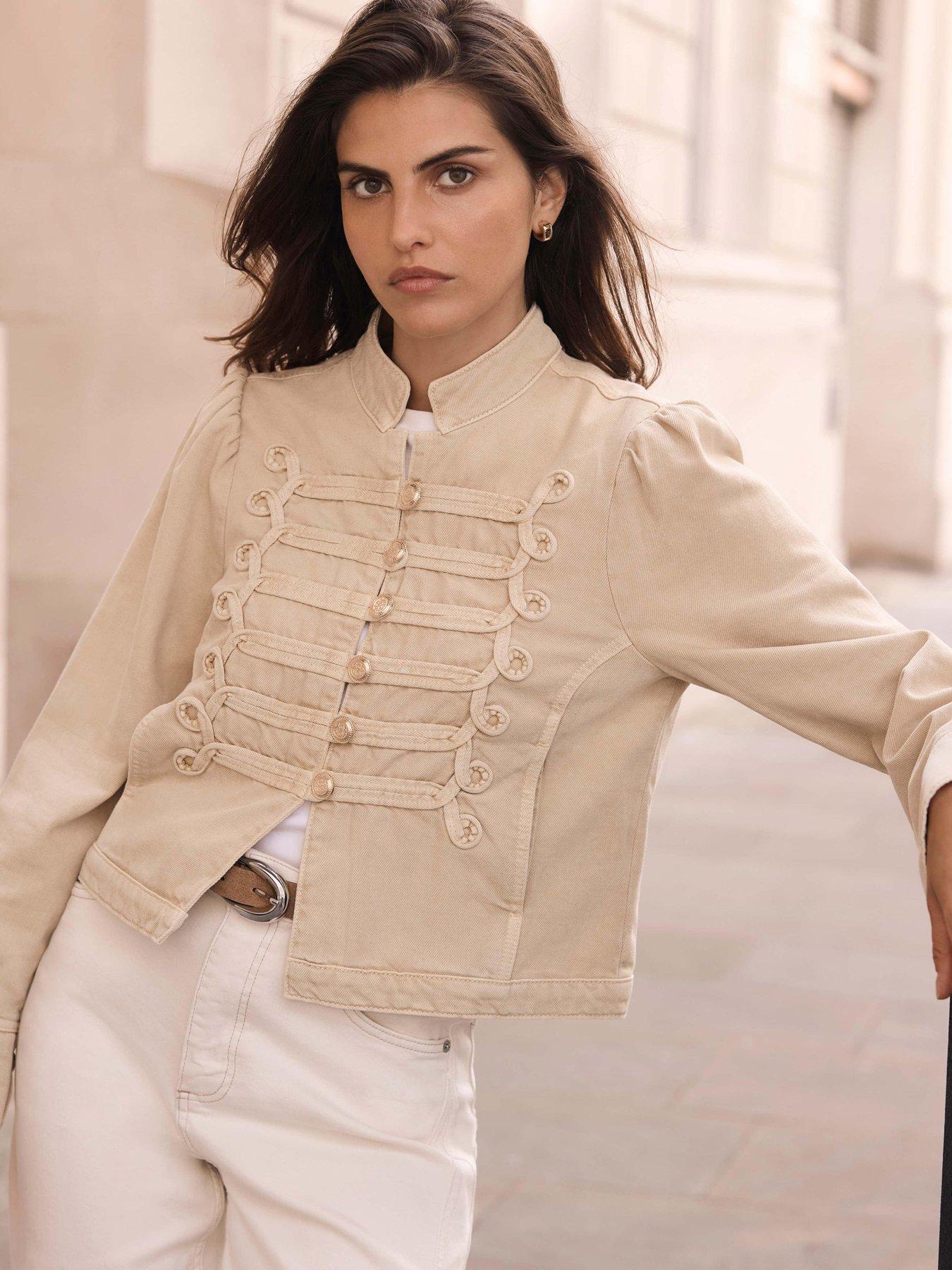 Mint Velvet Military Denim Jacket - Cream