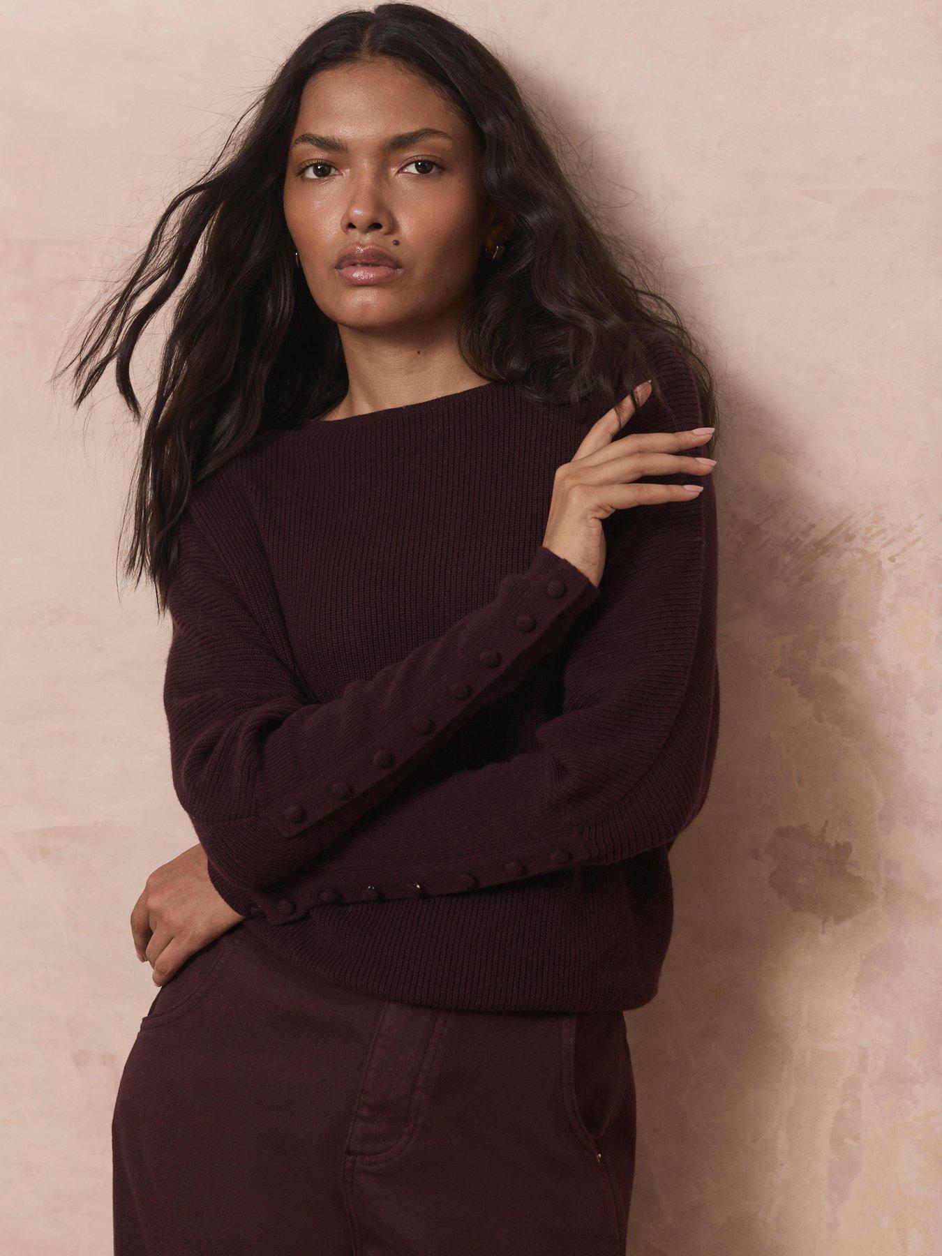 Mint Velvet Burgundy Lace Detail Jumper - Red