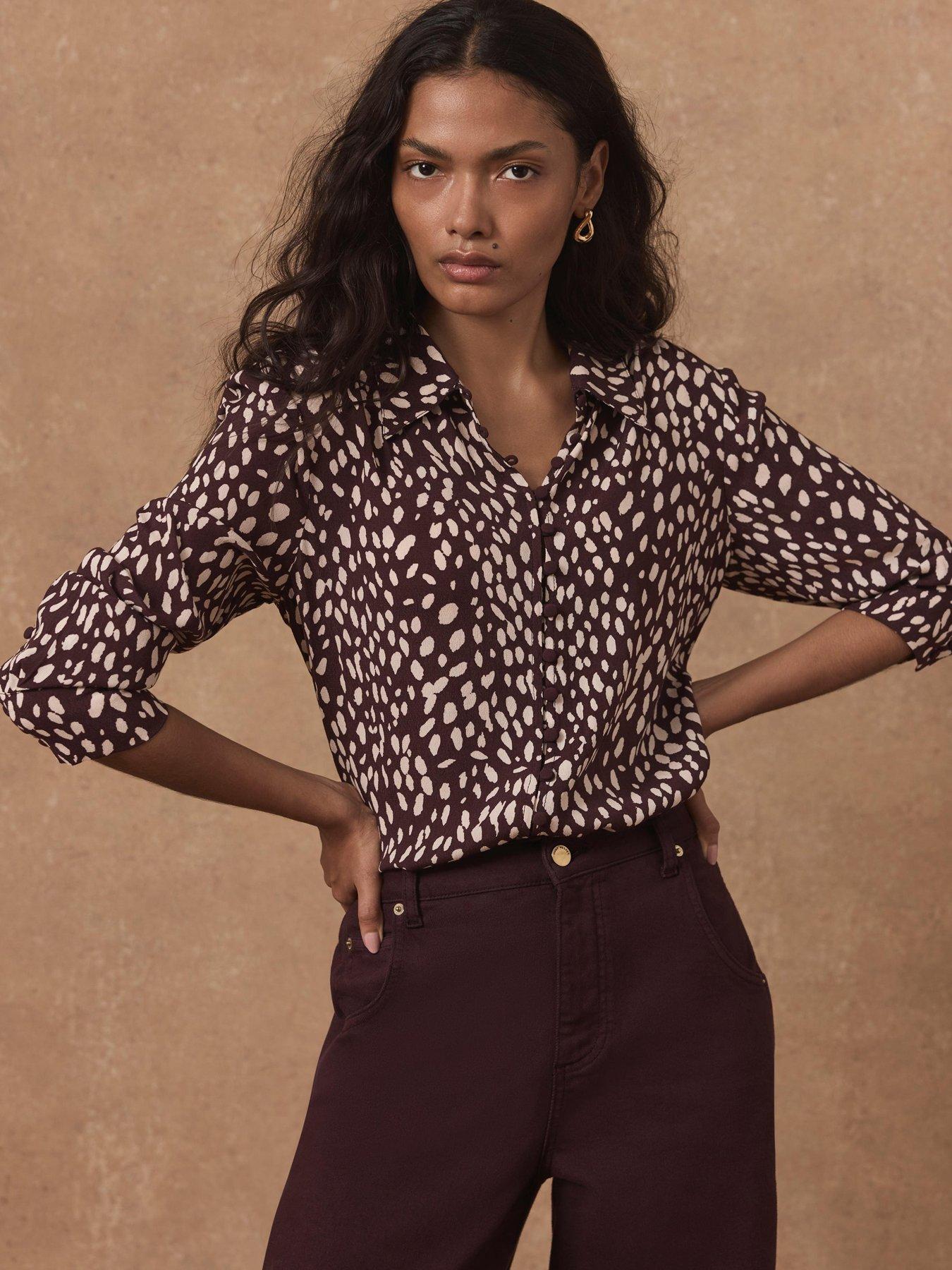 Mint Velvet Burgundy Animal Print Shirt - Red