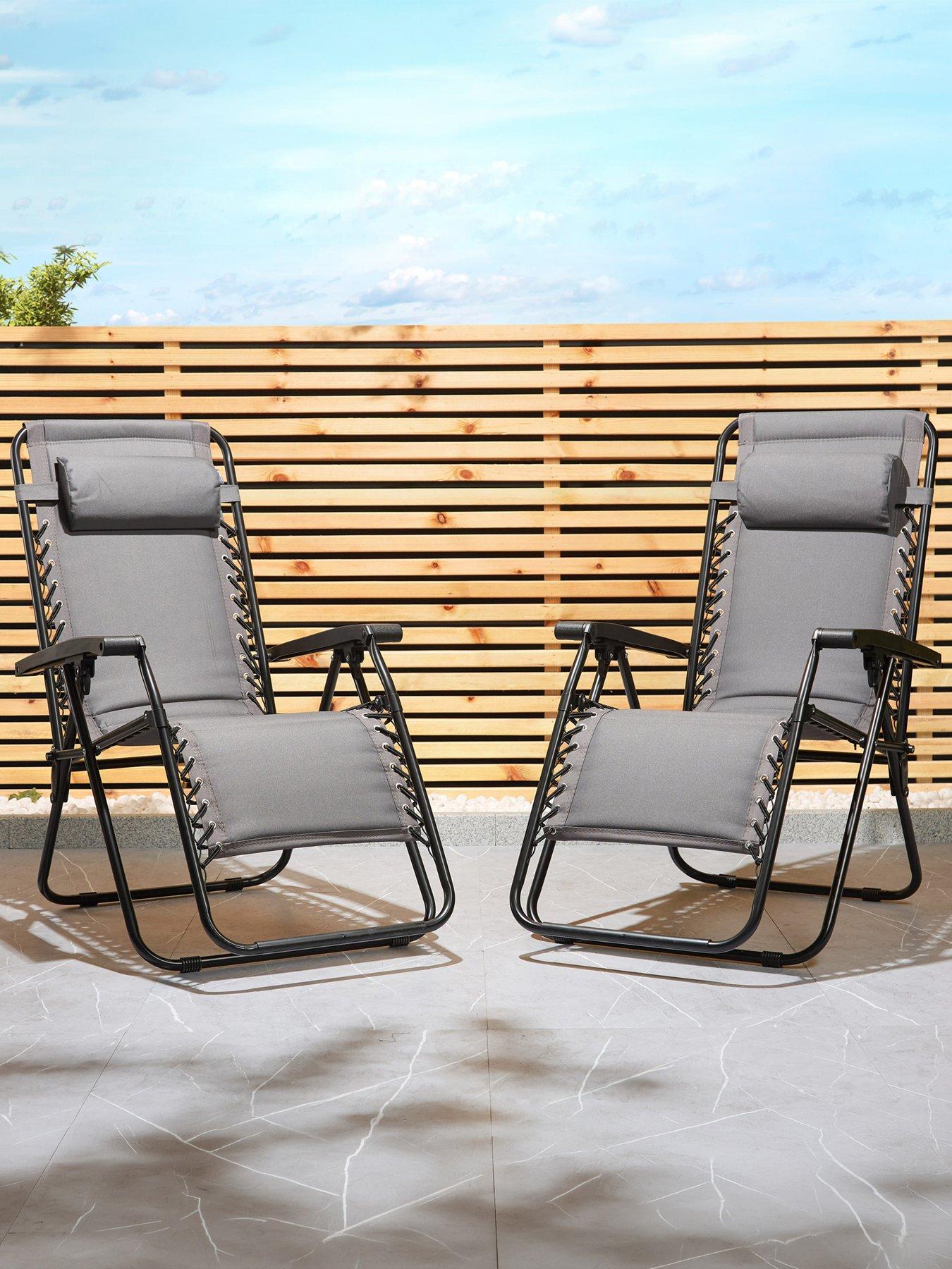 Vonhaus Verona Grey Padded Zero Gravity Chair - Set of 2