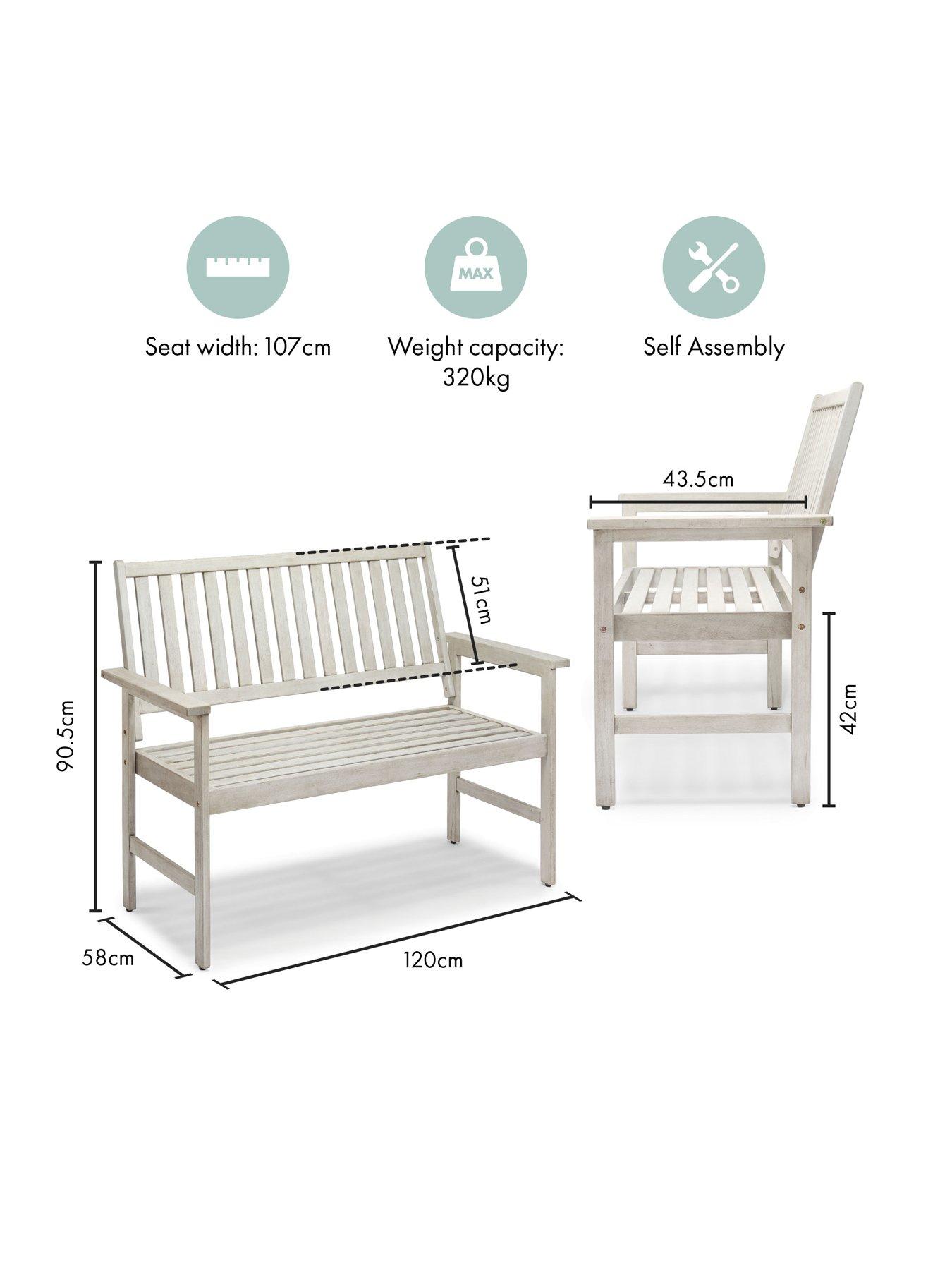Image 3 of 7 of Vonhaus Murcia 2 Seater Wooden Grey Garden Bench