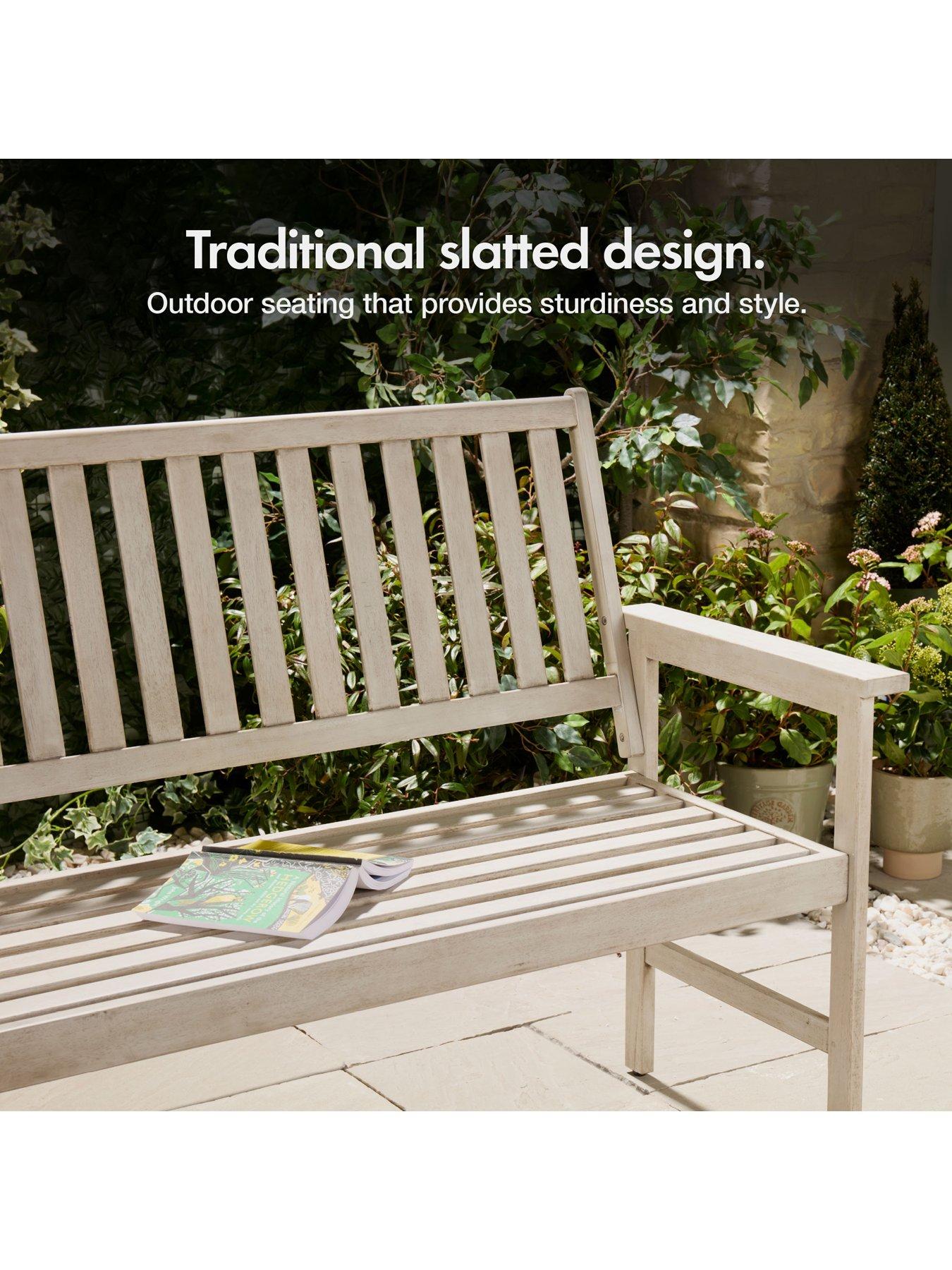 Image 4 of 7 of Vonhaus Murcia 2 Seater Wooden Grey Garden Bench