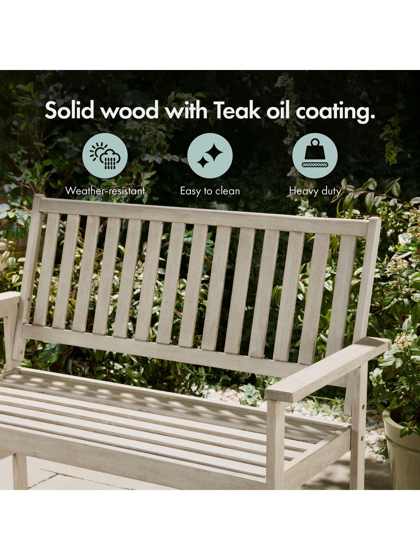 Image 5 of 7 of Vonhaus Murcia 2 Seater Wooden Grey Garden Bench
