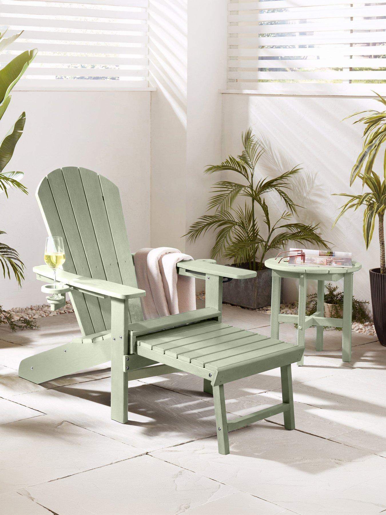 Vonhaus Westport Adirondack Green Garden Chair with Footstool