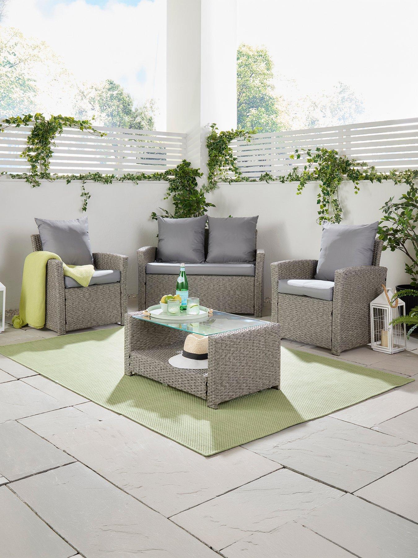 Vonhaus Bali 4 Seater Garden Rattan Sofa Set