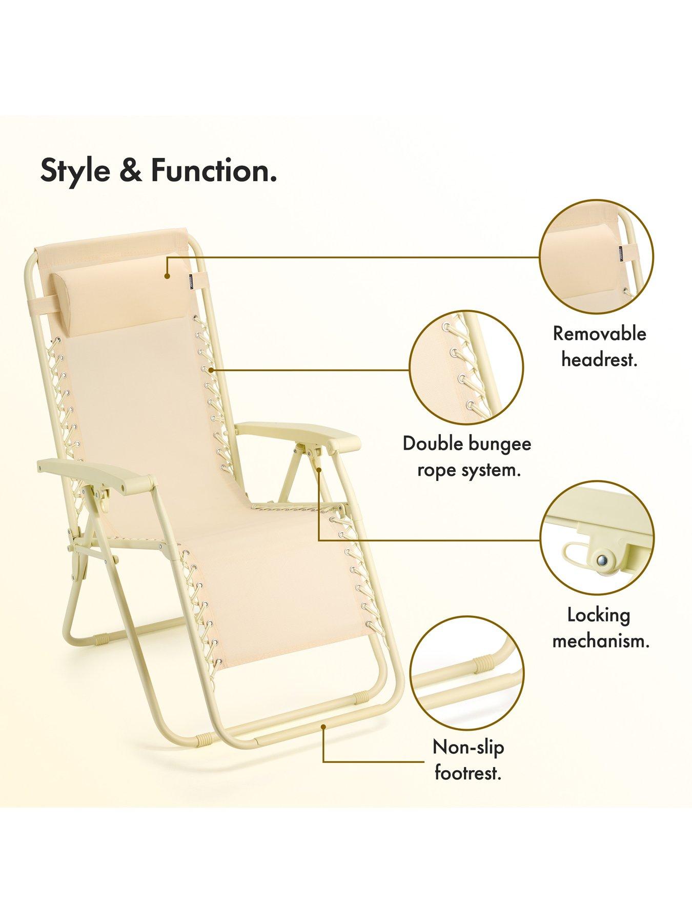 Image 4 of 7 of Vonhaus Verona Yellow Zero Gravity Chair - Set of 2