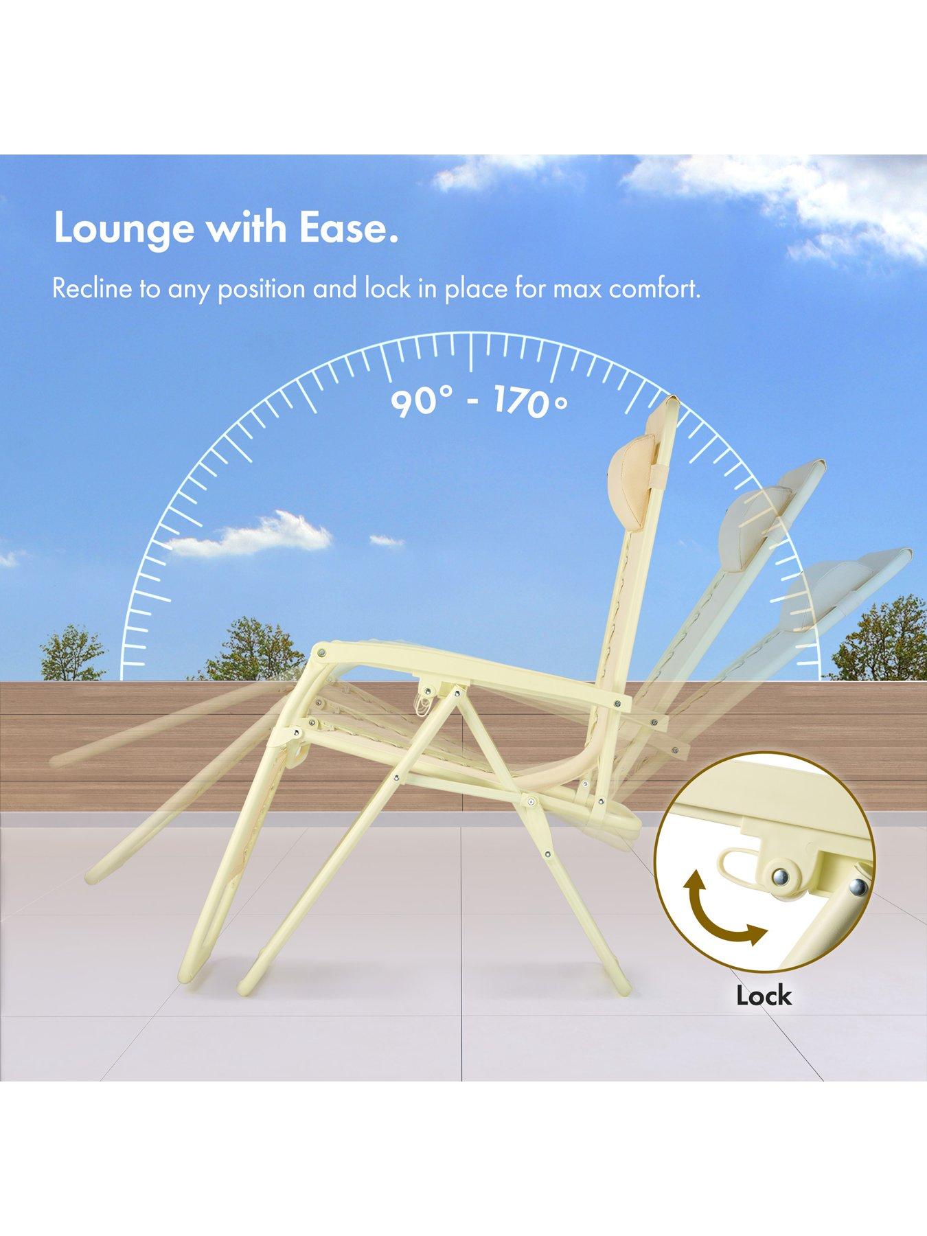 Image 6 of 7 of Vonhaus Verona Yellow Zero Gravity Chair - Set of 2