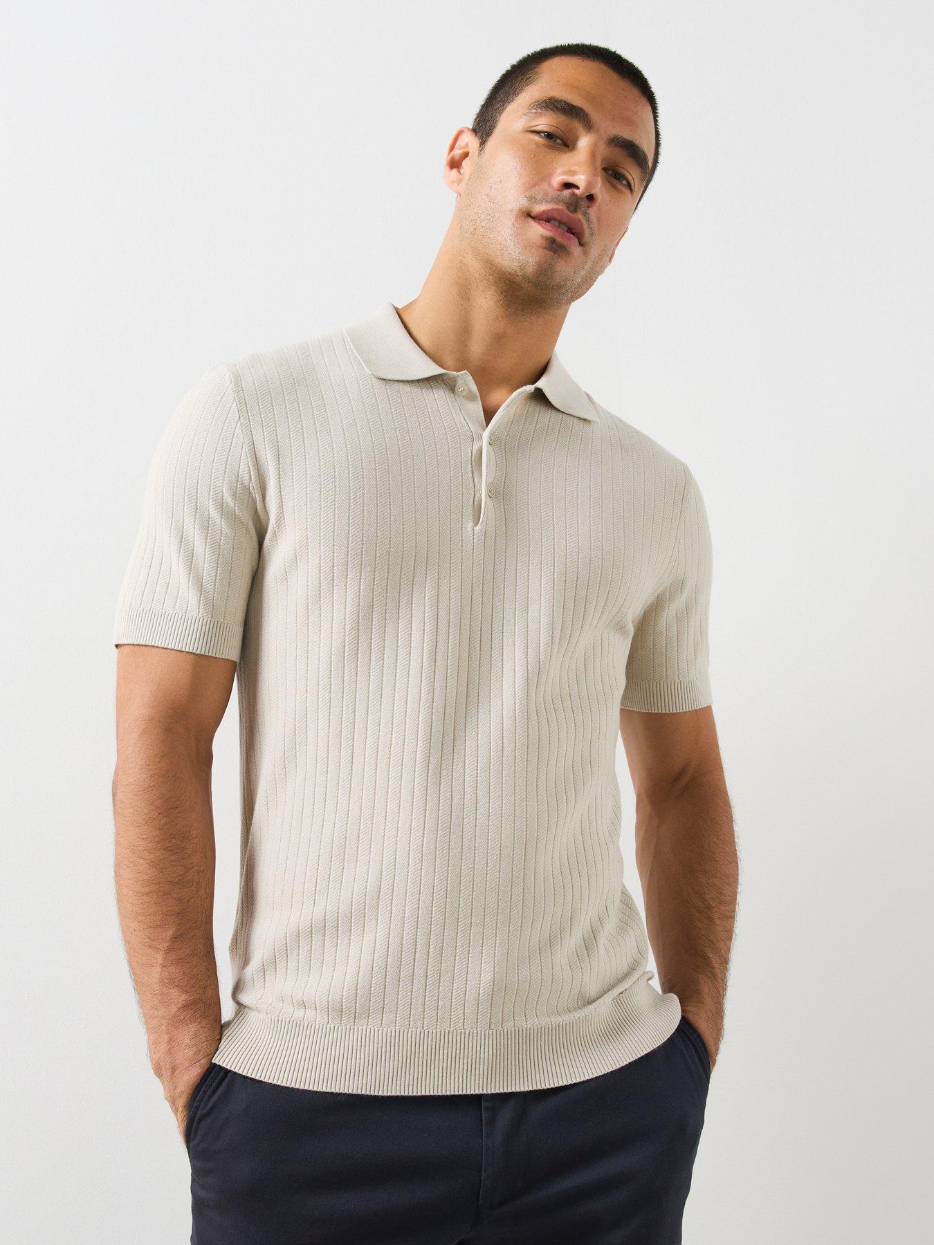 Mango Fine Ribbed Knit Polo Shirt - Cream
