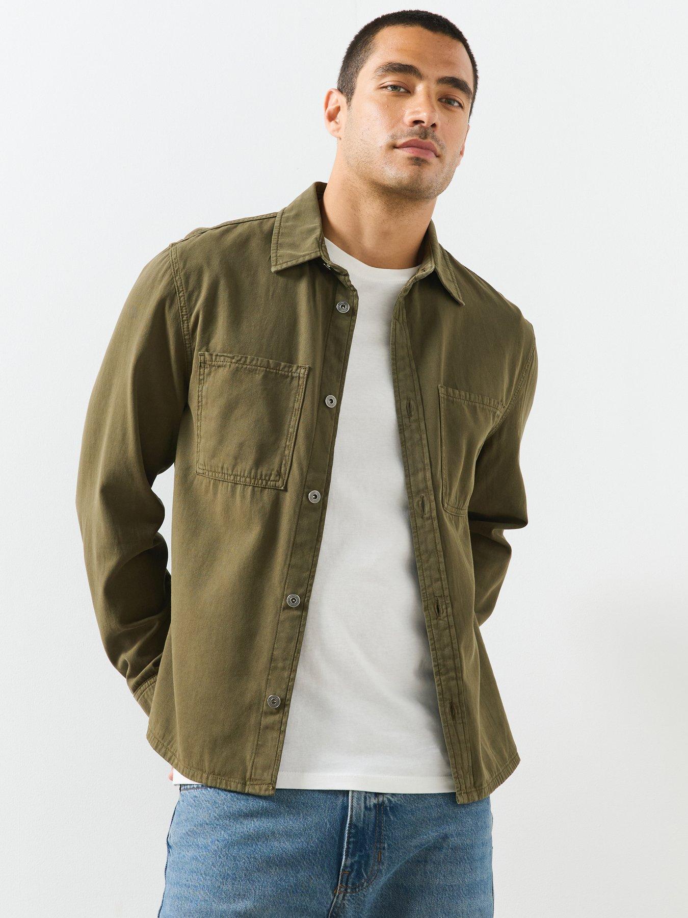 Mango Denim Pockets Overshirt - Khaki