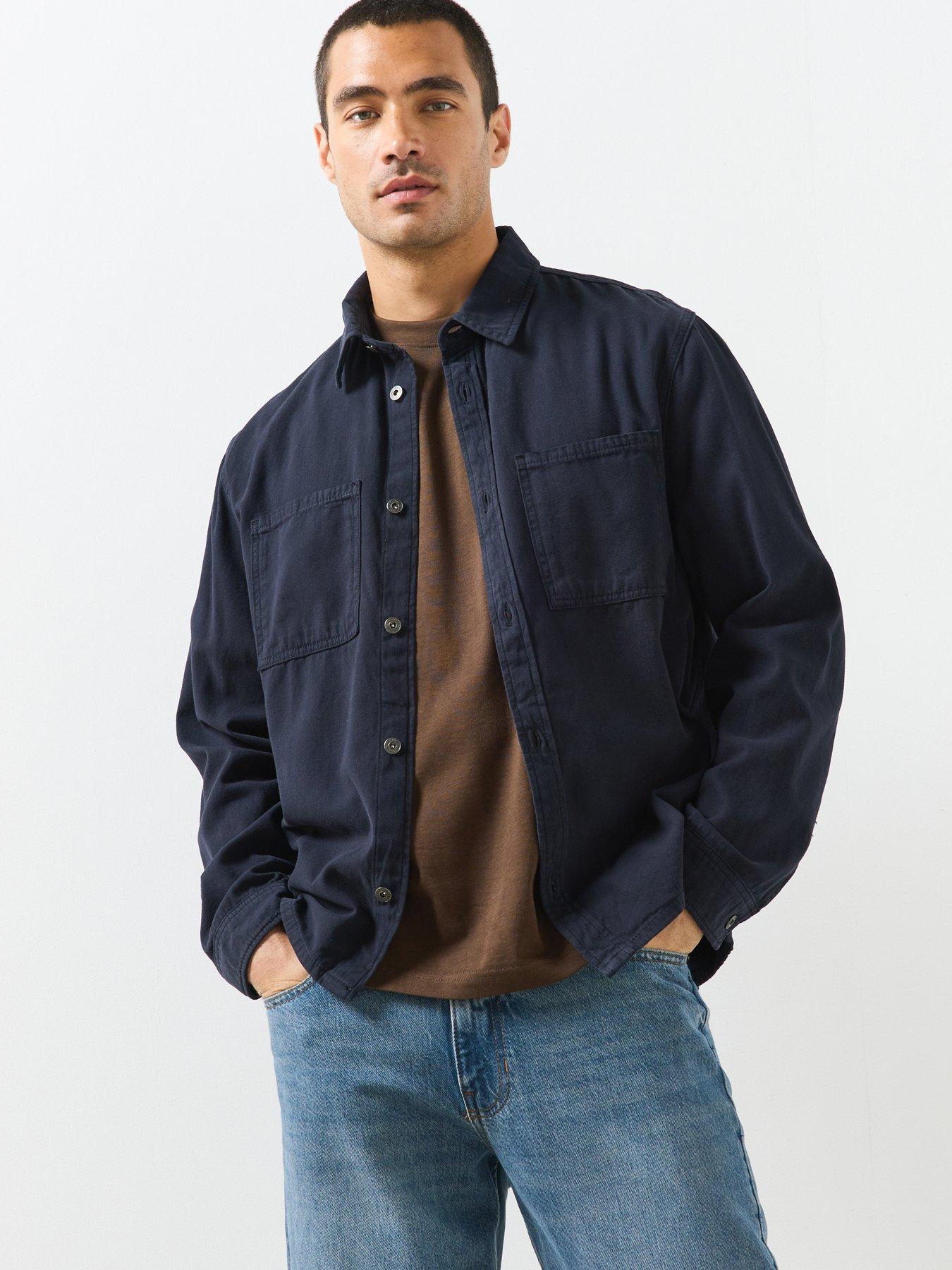 Mango Denim Pockets Overshirt - Dark Blue