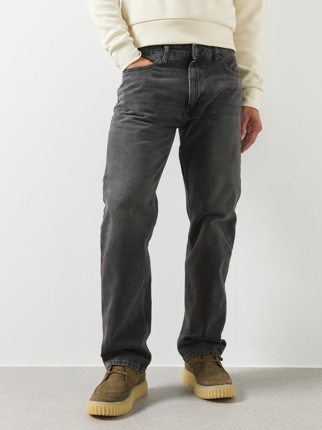 Mango Moby Relaxed Fit Dark Wash Jeans - Grey