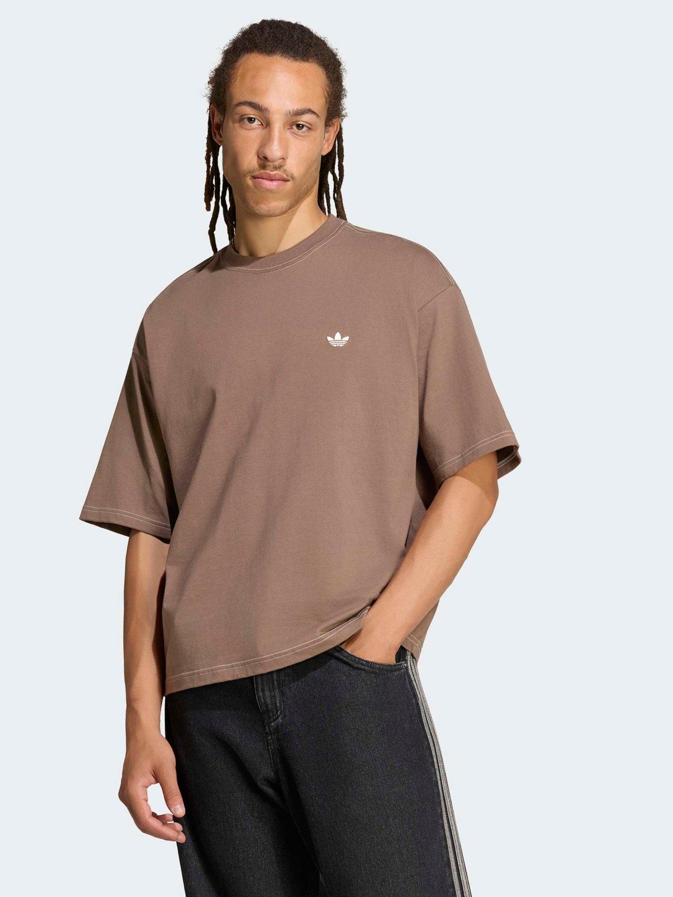 Image 1 of 6 of adidas Originals Mens Contrast Oversized Tee - Brown