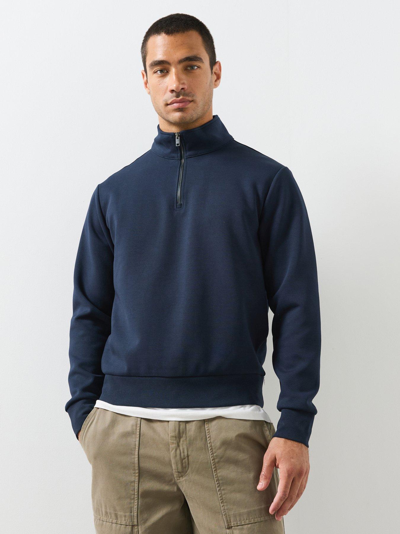 Mango Cotton Blend Zipper Sweatshirt - Blue
