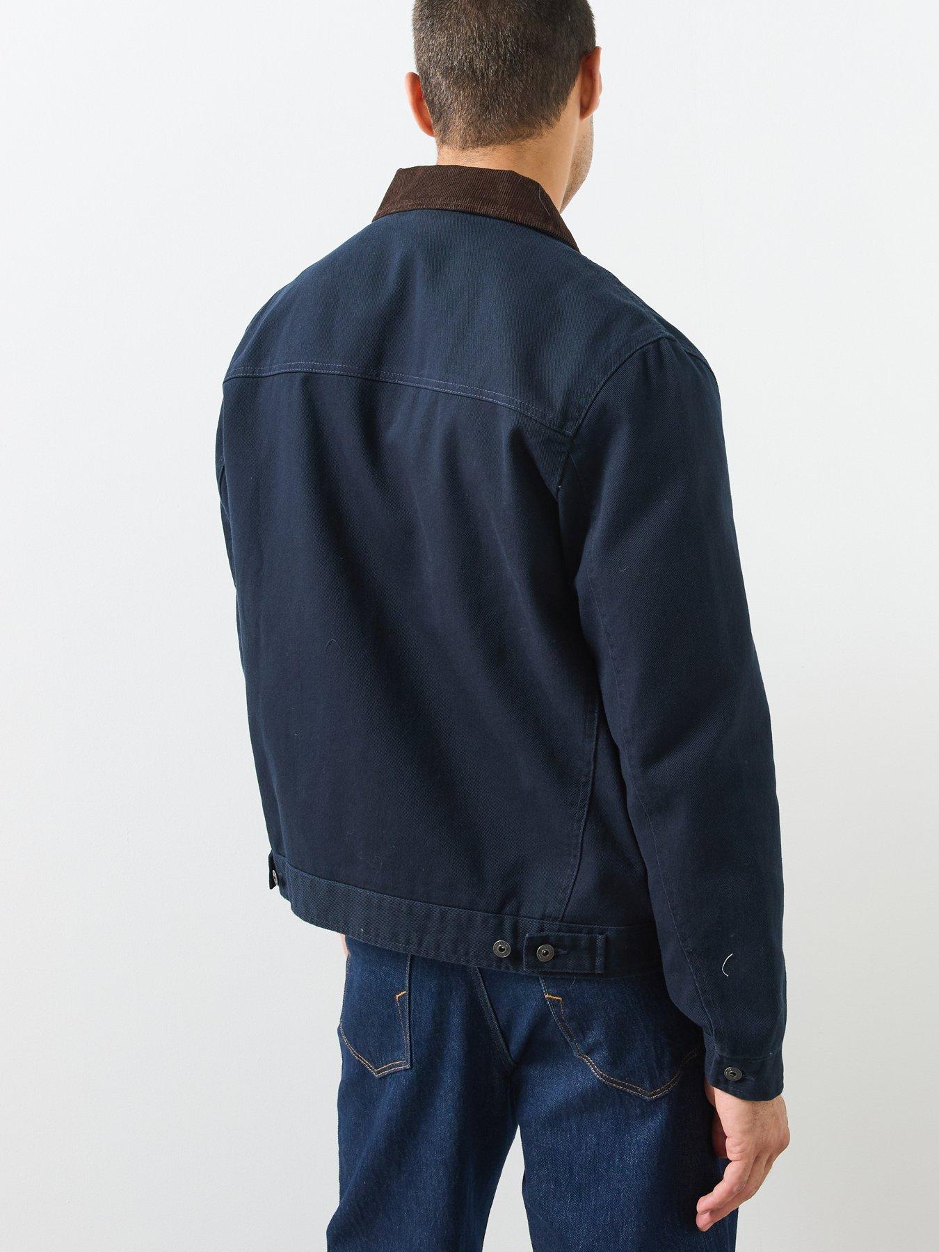Image 2 of 5 of Mango Corduroy Collar Denim Jacket - Navy
