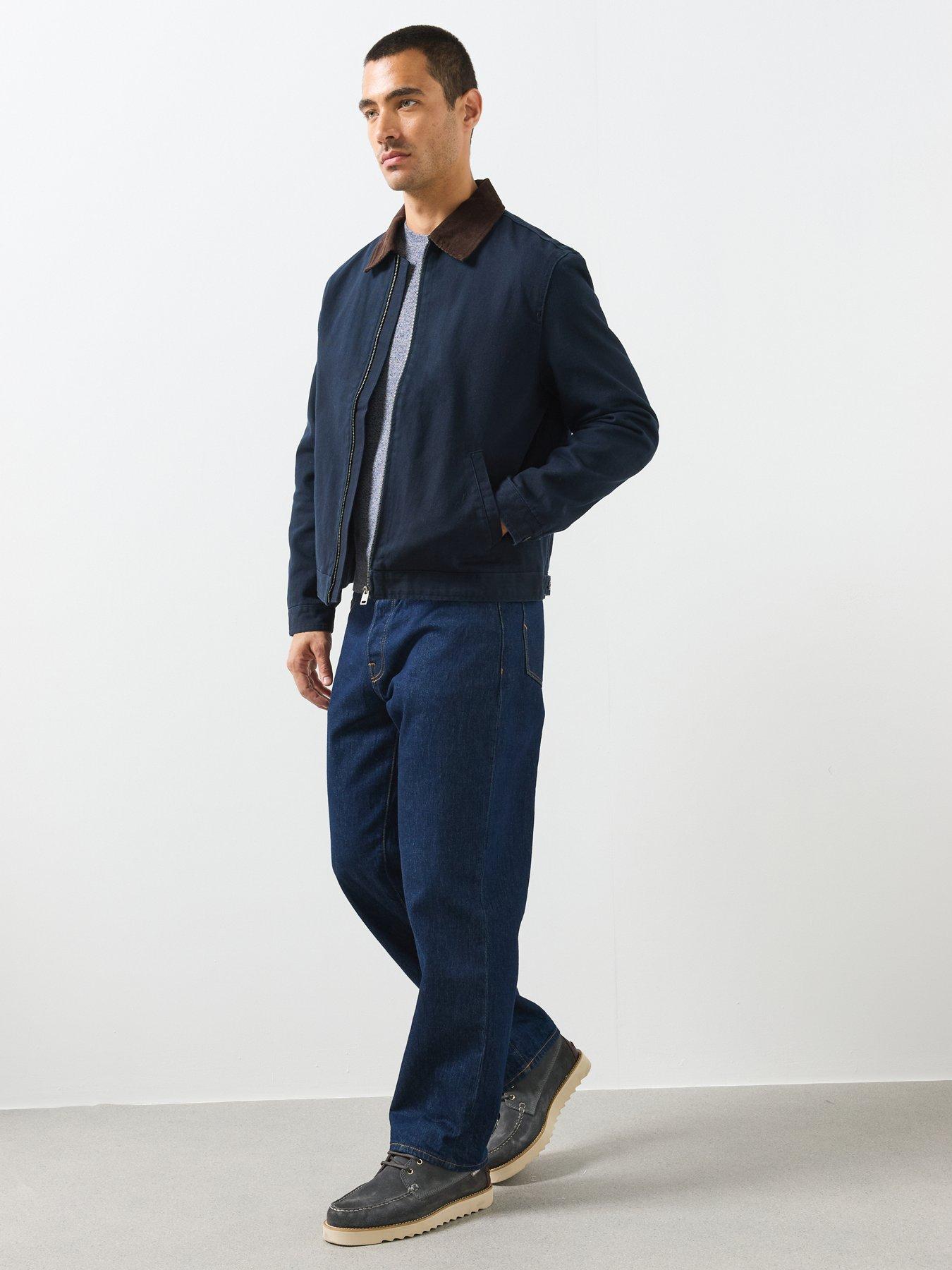 Image 3 of 5 of Mango Corduroy Collar Denim Jacket - Navy
