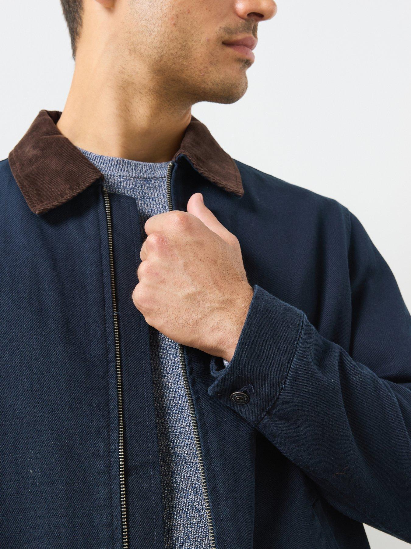 Image 4 of 5 of Mango Corduroy Collar Denim Jacket - Navy