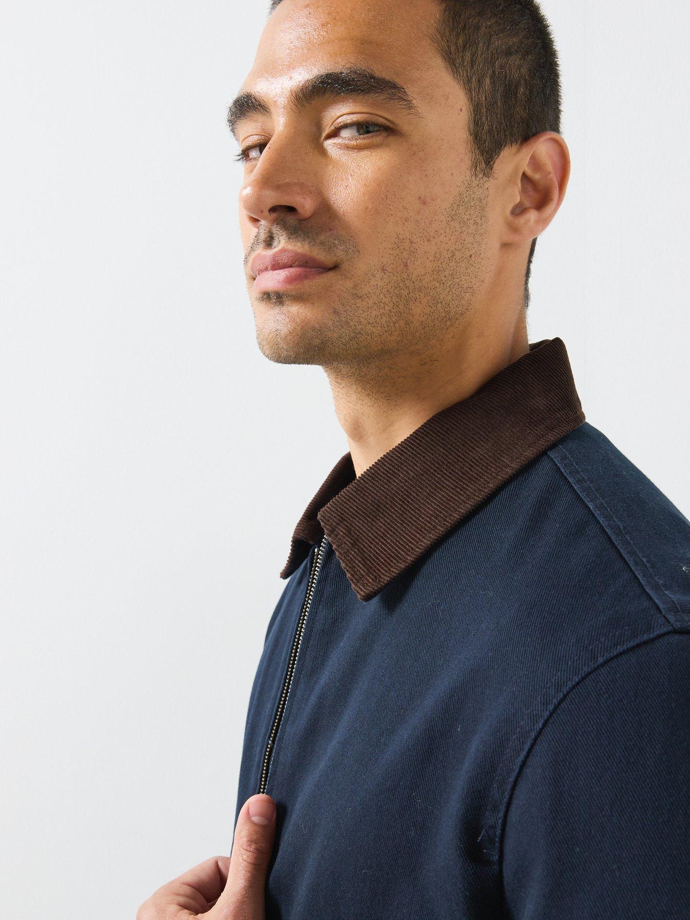 Image 5 of 5 of Mango Corduroy Collar Denim Jacket - Navy