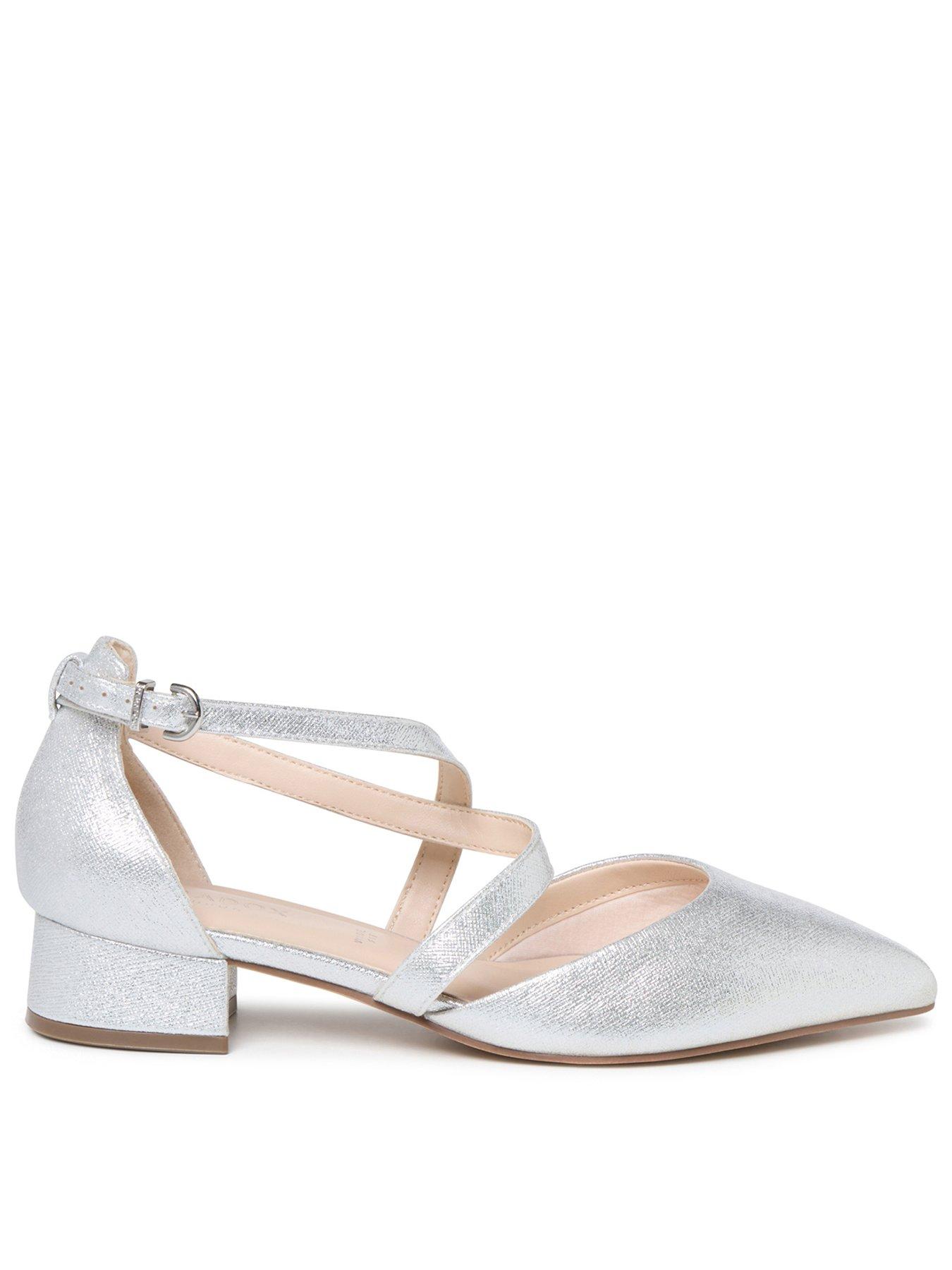 Paradox London Fabienne Wide Fit Cross Strap Heeled Shoe - Silver