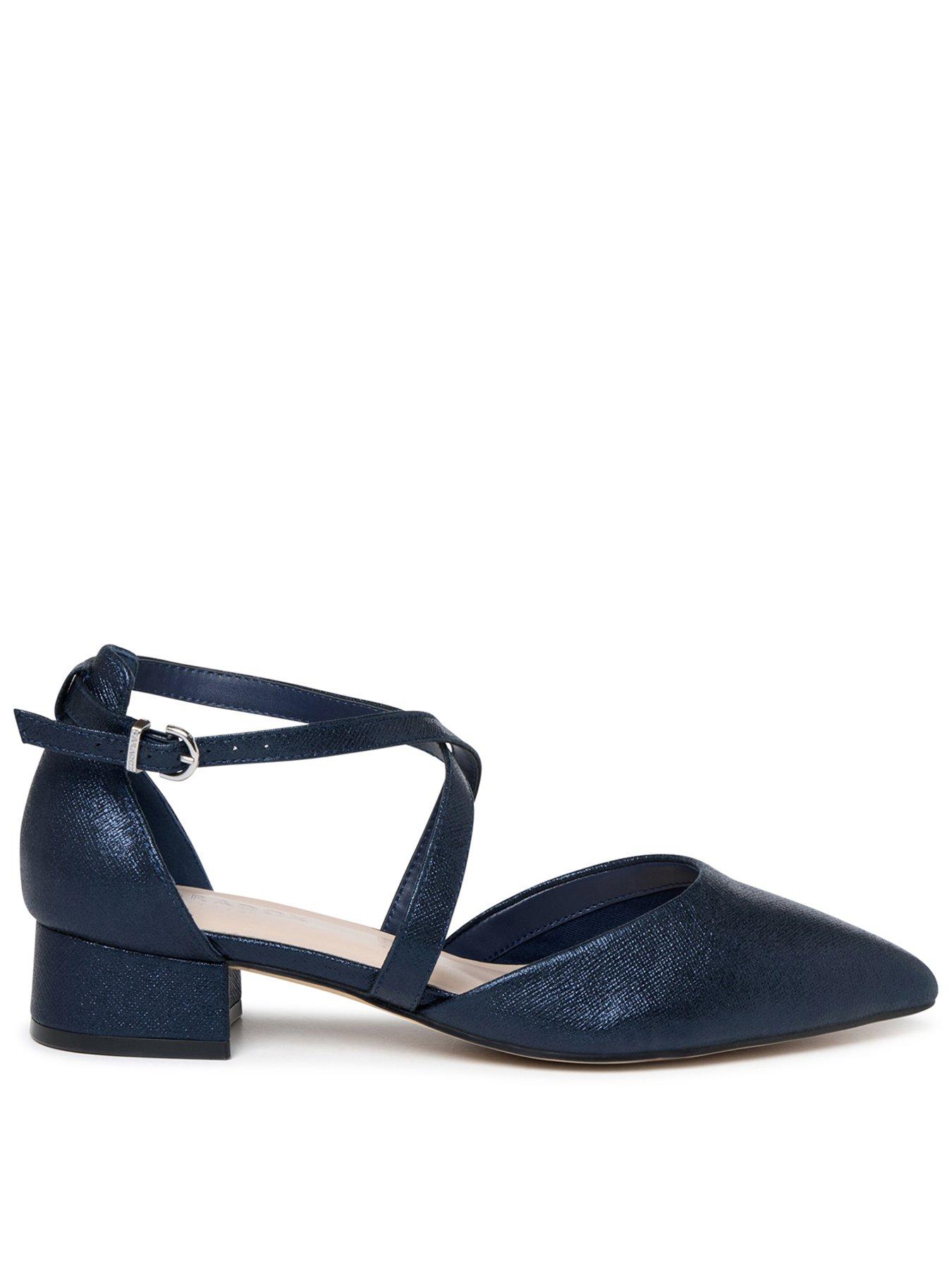 Paradox London Fabienne Wide Fit Cross Strap Heeled Shoe - Navy