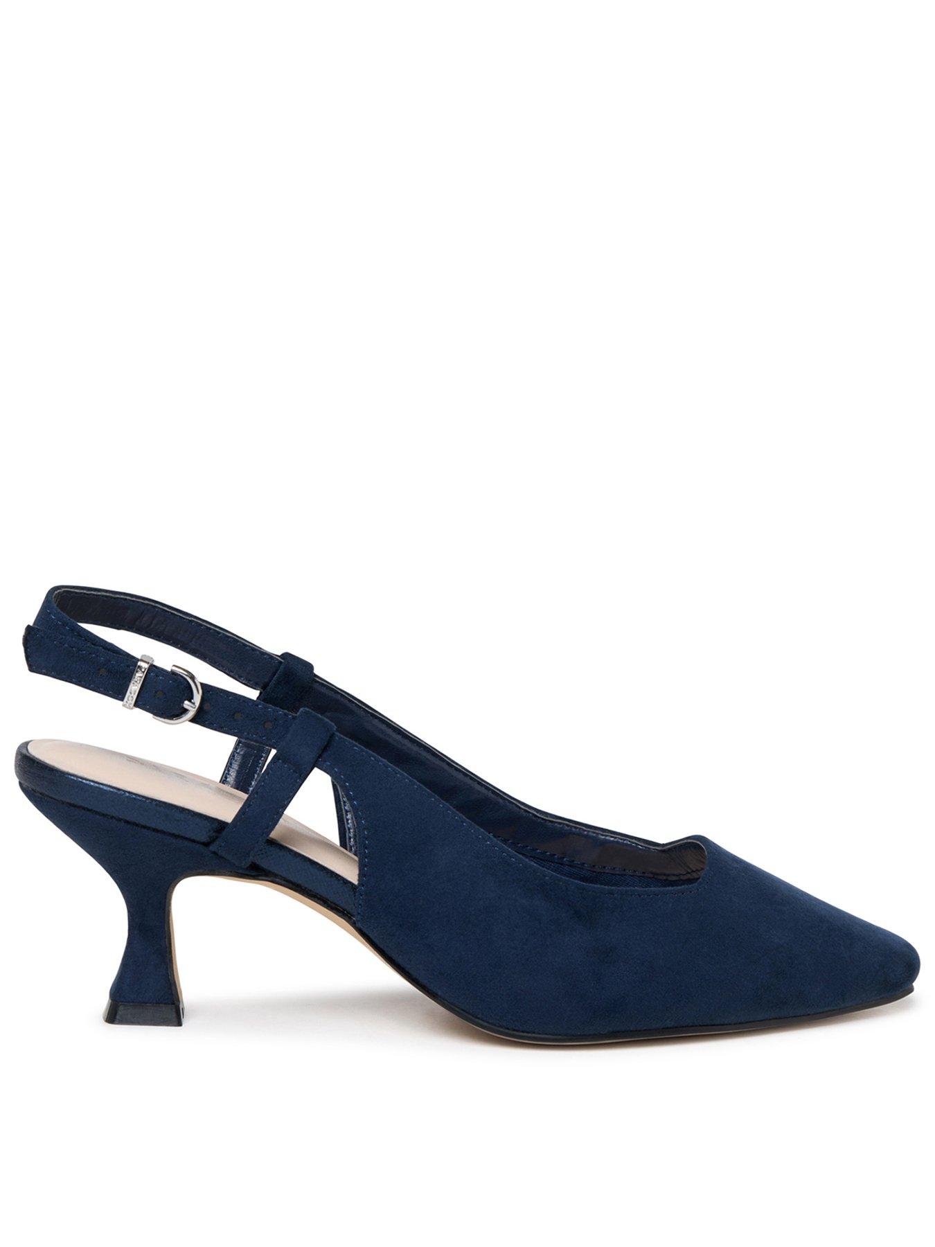 Paradox London Fervora Wide Fit Slingback Heeled Shoe - Navy