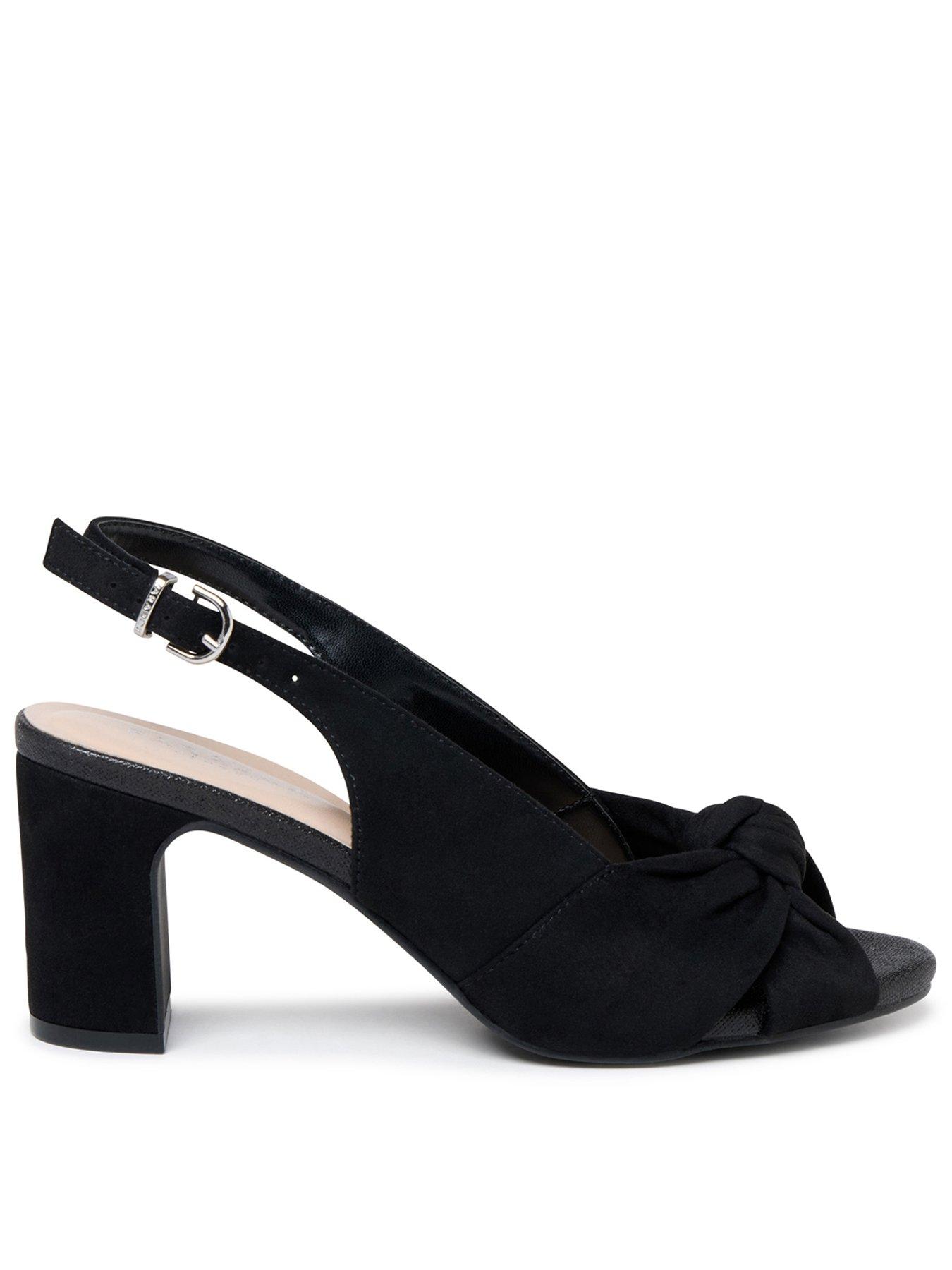 Paradox London Noreen Wide Fit Knot Sling Back Heeled Sandal - Black