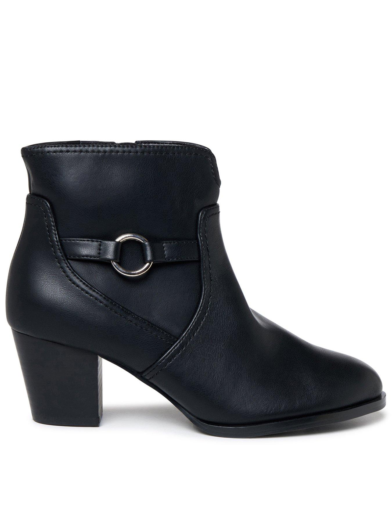 Paradox London Bettina Wide Fit Buckle Detail Ankle Boot - Black