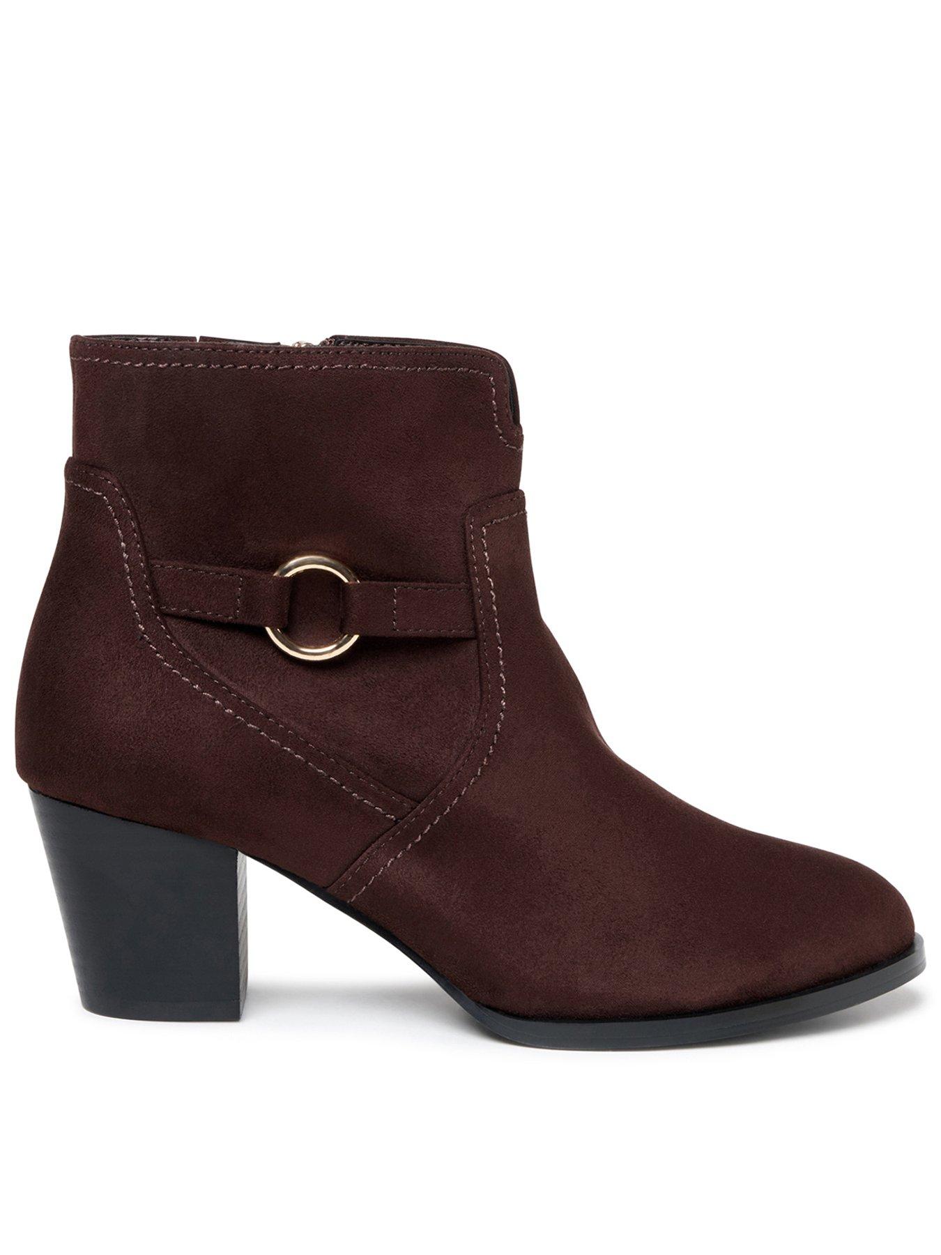 Paradox London Bettina Wide Fit Buckle Detail Ankle Boot - Brown