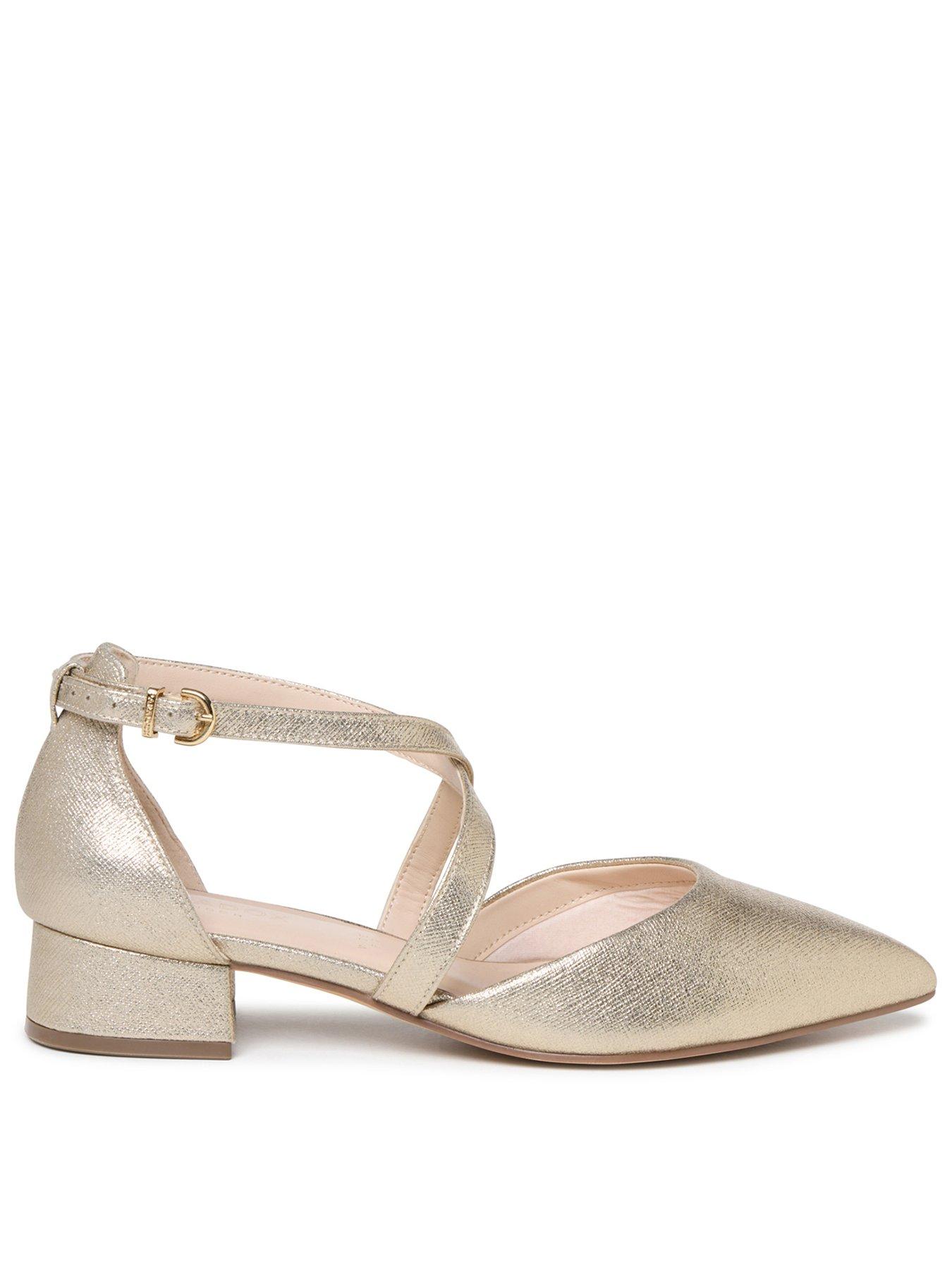 Paradox London Fabienne Wide Fit Cross Strap Heeled Shoe - Champagne