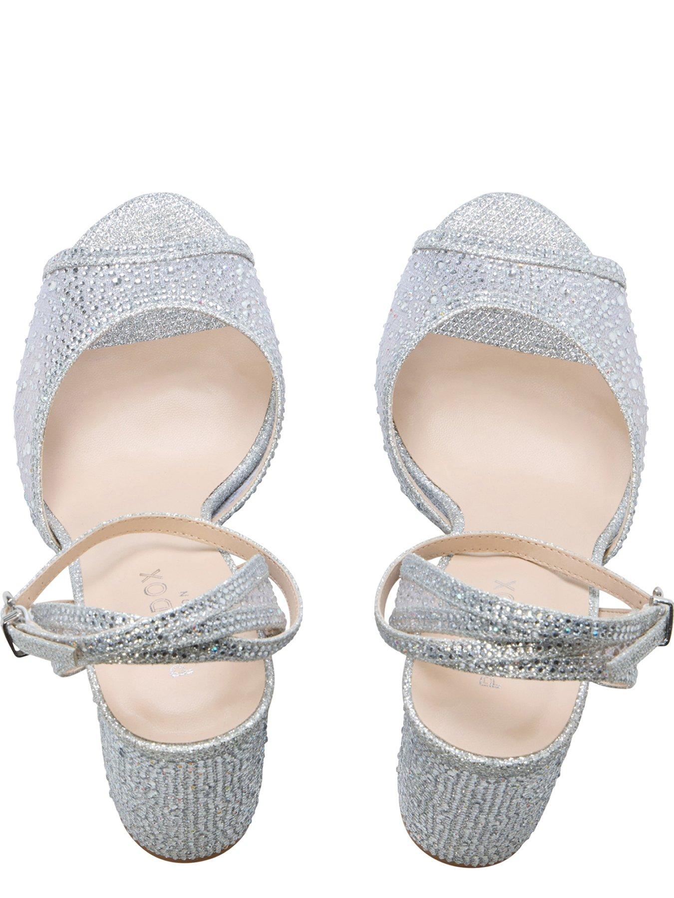 Image 5 of 7 of Paradox London Lysandra Mesh Sparkle Platform Block Heel Sandal - Silver
