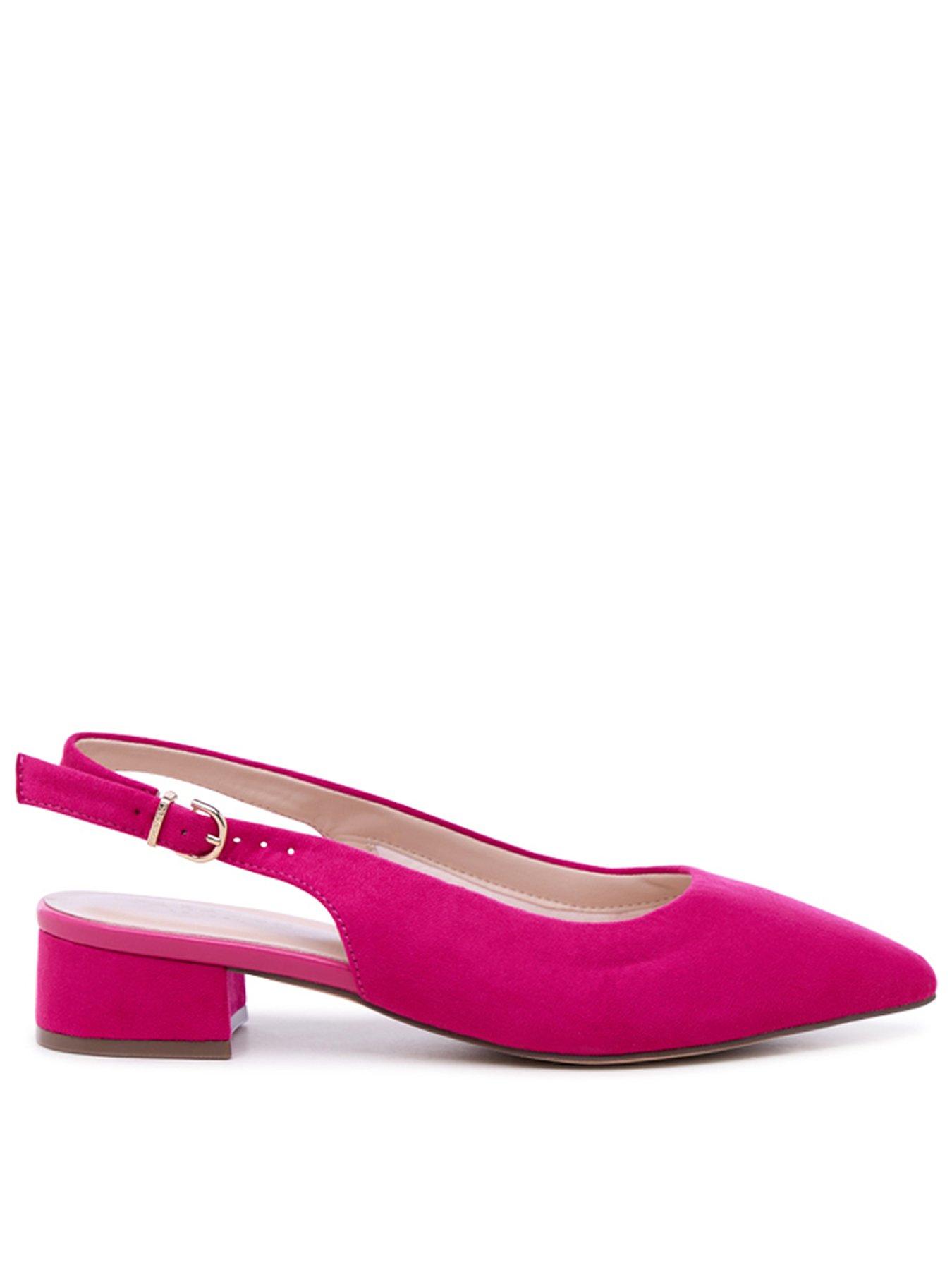 Paradox London Fiorenza Wide Fit Sling Back Low Heel Shoe - Pink